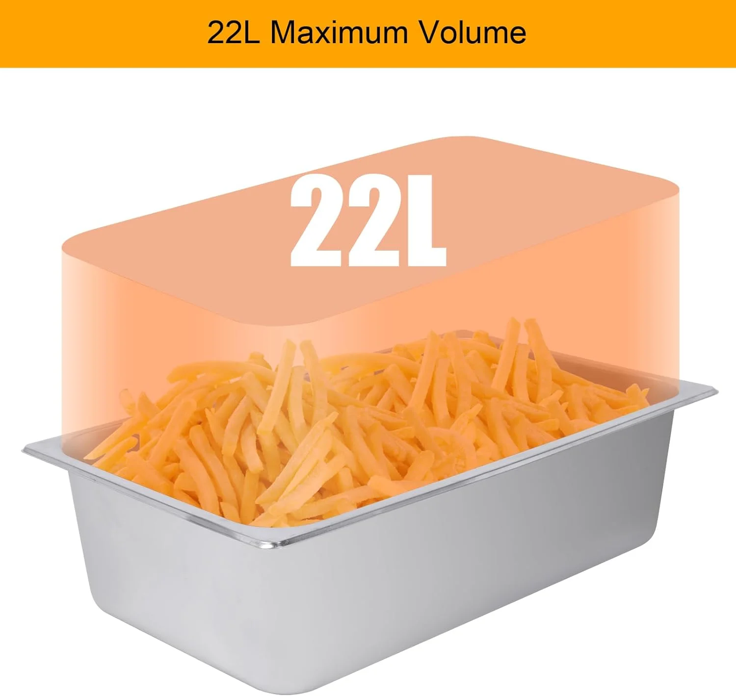 Friteuse électrique ROVSUN de 23,8 litres avec grand panier unique et couvercle. Température réglable. Friteuse professionnelle en acier inoxydable pour frites, rondelles d'oignon et dinde. 5 000 W.