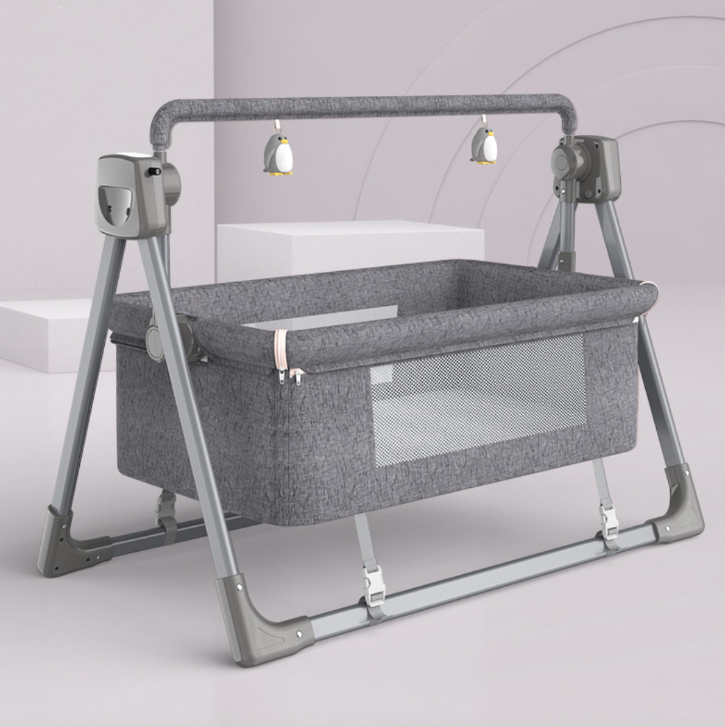 Intelligentes elektrisches Babybett-Set mit Musik, Babybett, Matratze und Babybettwäsche fürs Kinderzimmer