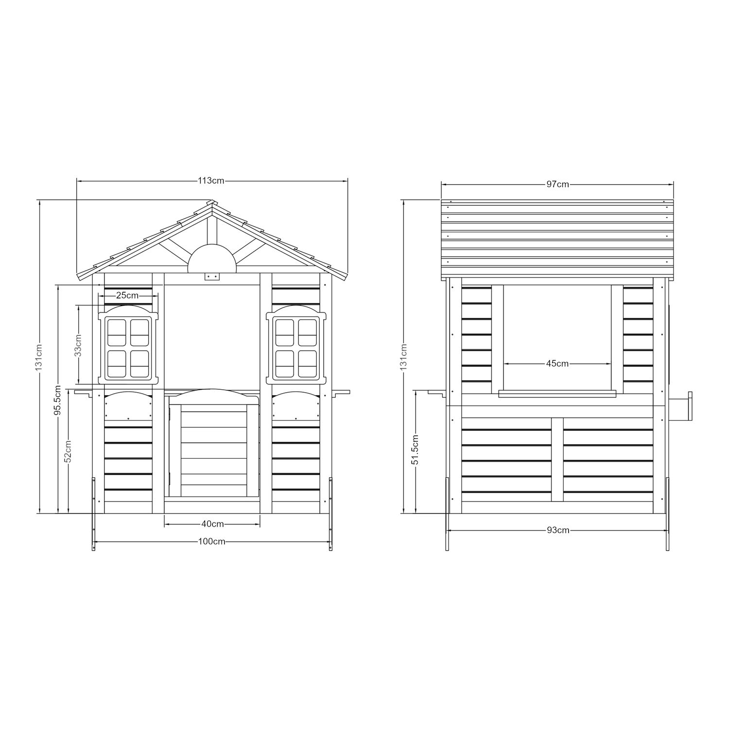 Acciano Kinderspielhaus aus Tannenholz 131x113x97 cm - Natur [casa.pro]