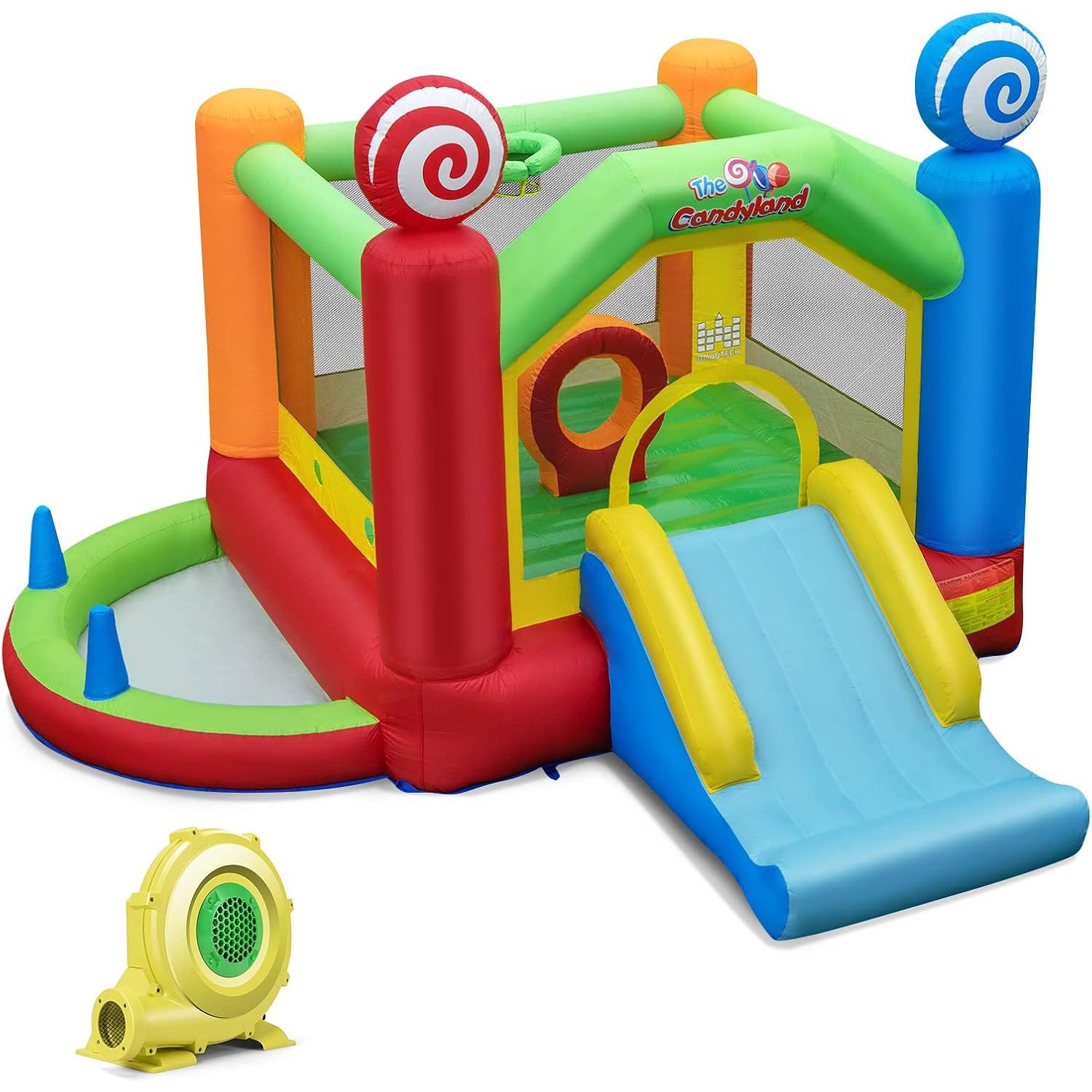 Aufblasbares Schloss, großes aufblasbares Schloss für Kinder ab 3 Jahren, Costway 385 x 355 x 245 cm