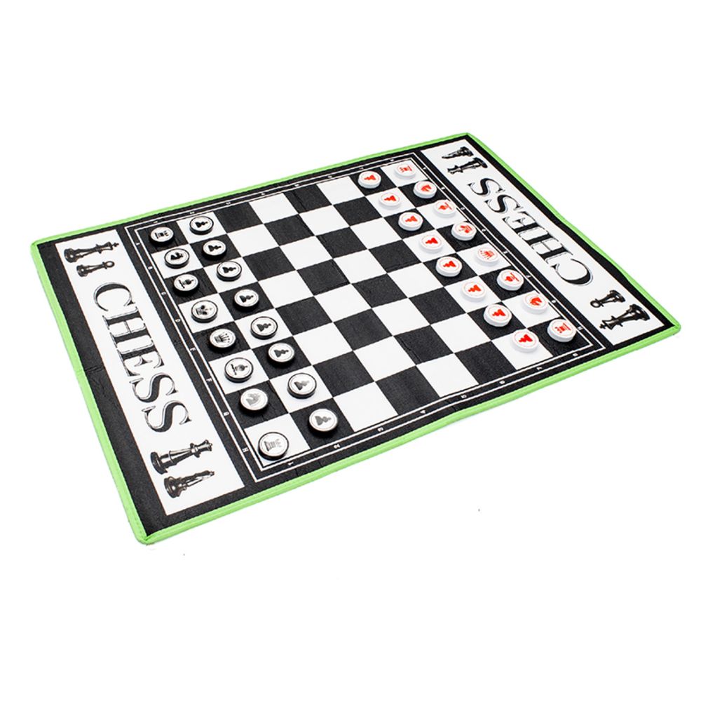 Schach- und Dame-Spielmatte – Maße: 130 x 93 x 0,3 cm – 2 Spieler – Devessport