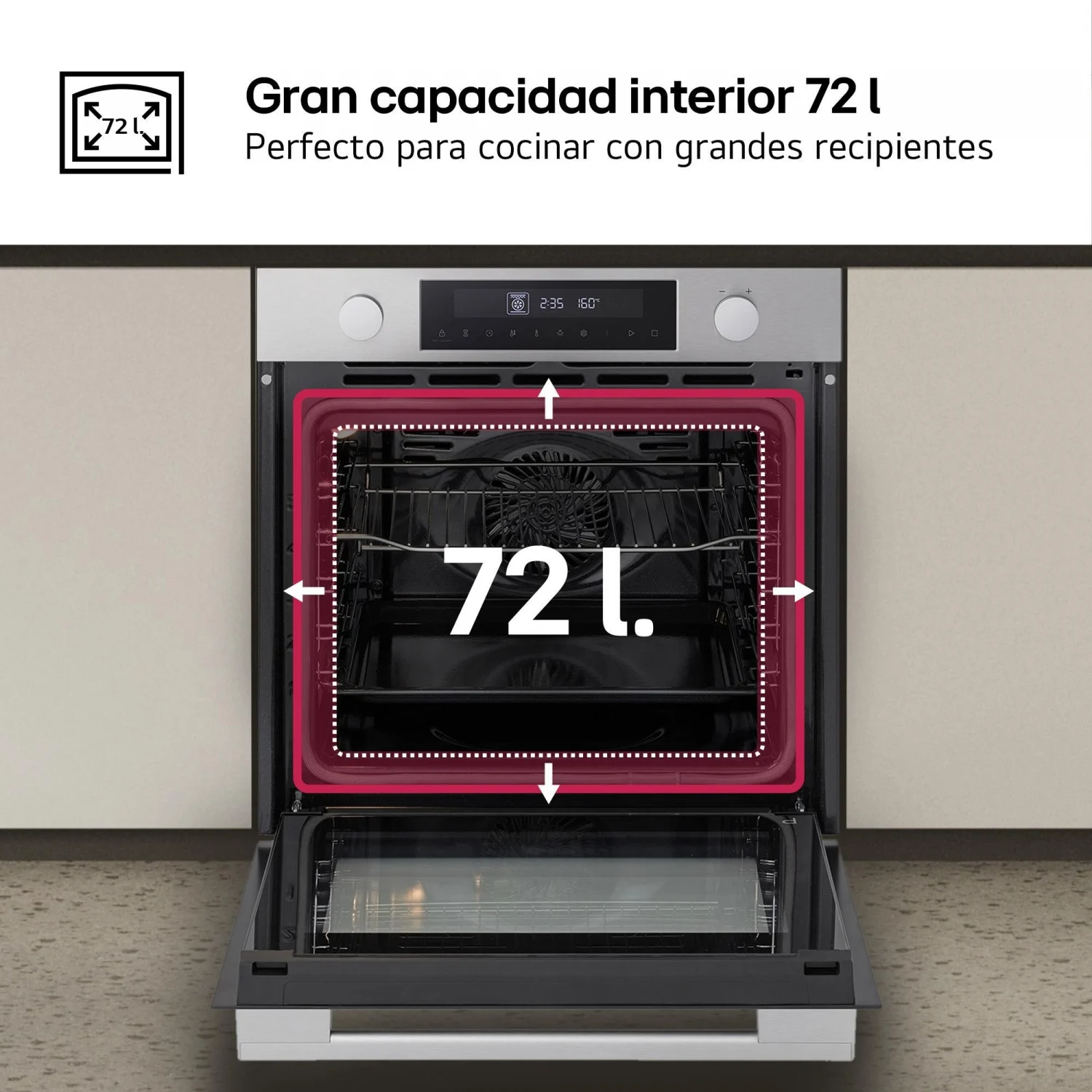 LG Multifunktionsbackofen WS5D7230S, 2,9 kW, 72 l, Klapptür, 12 Kochfunktionen, Energieeffizienzklasse A – Edelstahl