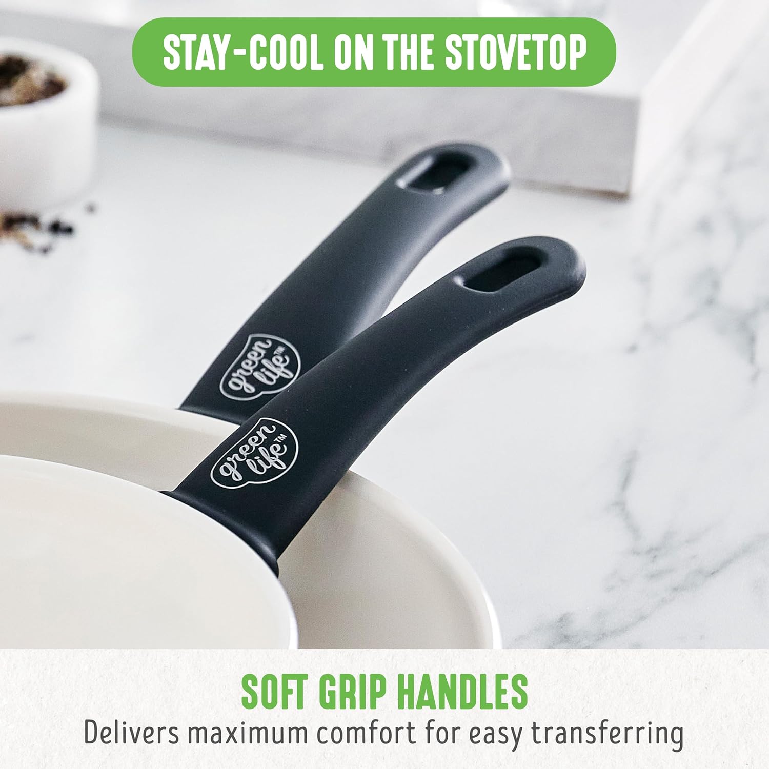 GreenLife Soft Grip 16-teiliges Antihaft-Keramik-Kochgeschirr-Set, bestehend aus Bratpfanne, Stielkasserolle und Topf, PFAS-frei, spülmaschinenfest, ofenfest, türkis