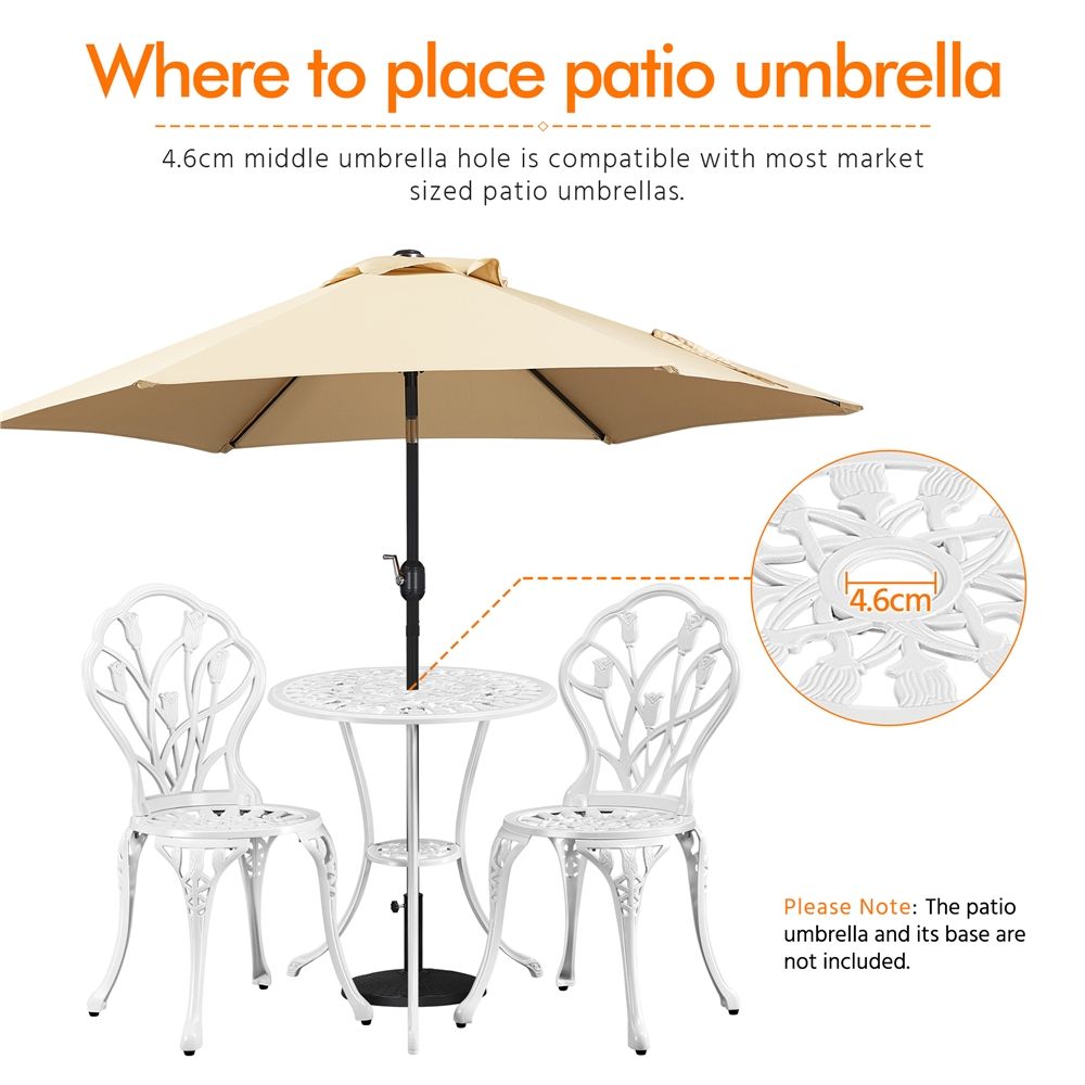 Weißes Gartentisch- und Stuhlset für Balkon