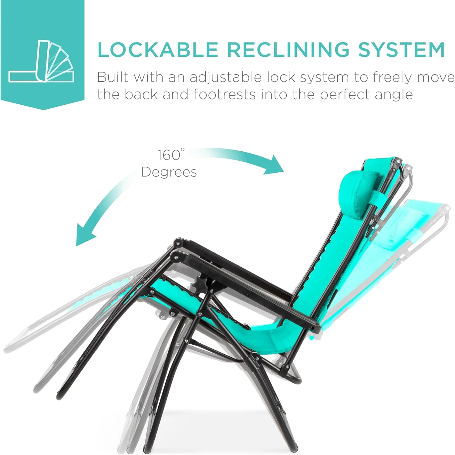 Bedste valg – Zero Gravity-lænestol til terrassen. Justerbar og foldbar udendørsstol med baldakin, nakkepude og sidebakke. Textilene – Påfugleblå