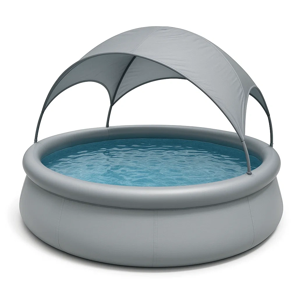 Piscine hors-sol ronde avec pompe de filtration, grise, 305 x 76 cm PFennscM56sY
