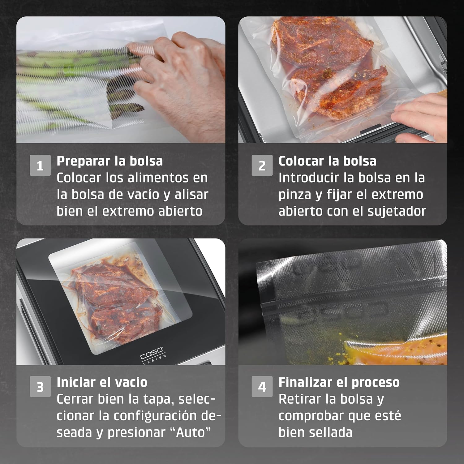 CASO VacuChef 40 – Professioneller Kompakt-Vakuumierer – Leistungsstarke Vakuumleistung von 70 l/min – 3-Liter-Kammer – Edelstahl