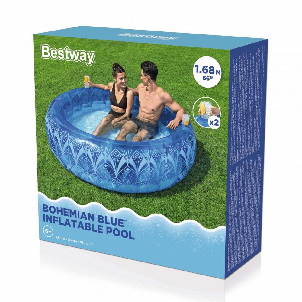 Bestway Ekstra Modstandsdygtig Oppustelig Swimmingpool Bohemian Blå 168x53 cm +6 År Have 54479