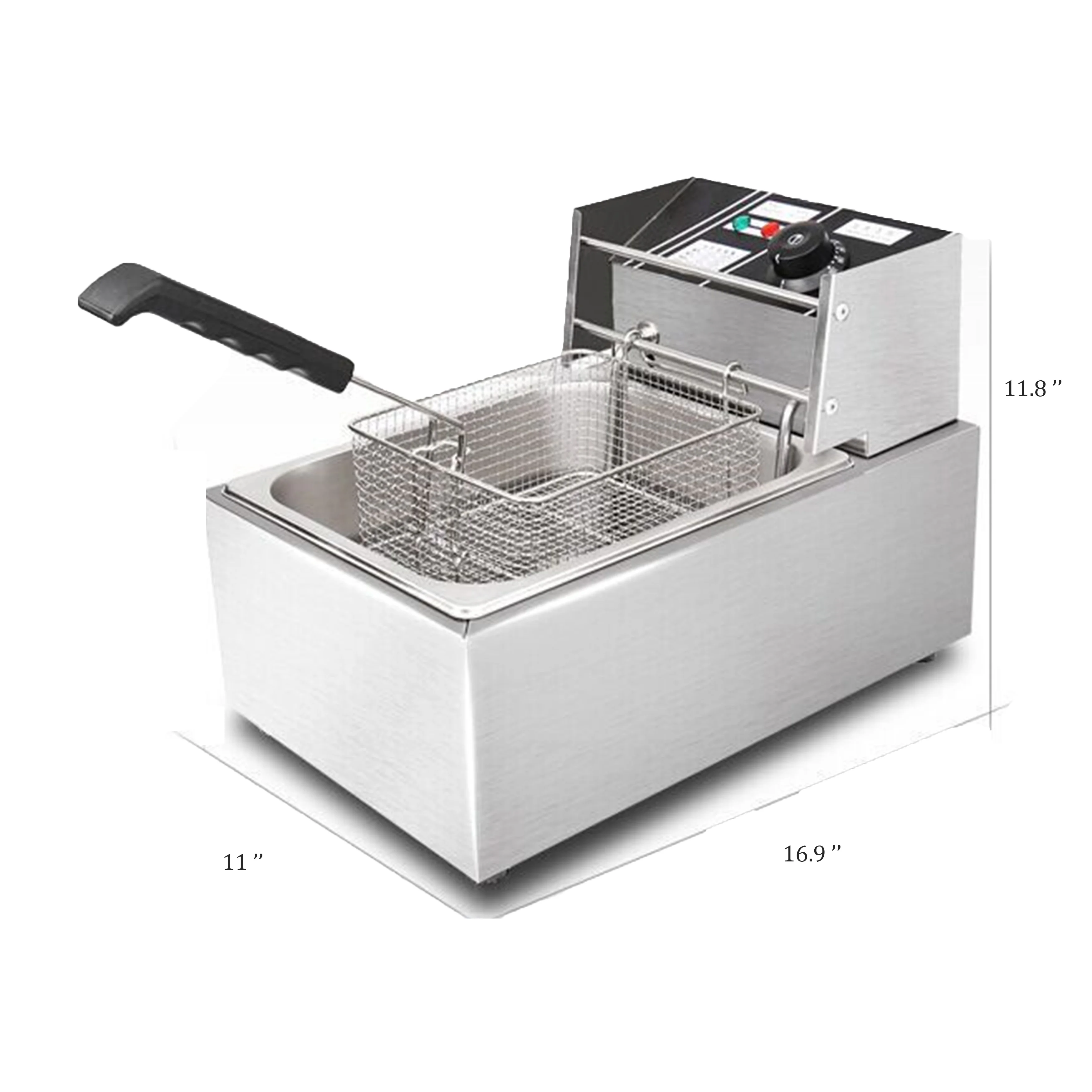 Friteuse électrique de 1600 W. Grande friteuse de comptoir en acier inoxydable. Friteuse multifonctionnelle robuste. Réservoir unique de 2,5 gallons (9,5 litres) de qualité professionnelle.
