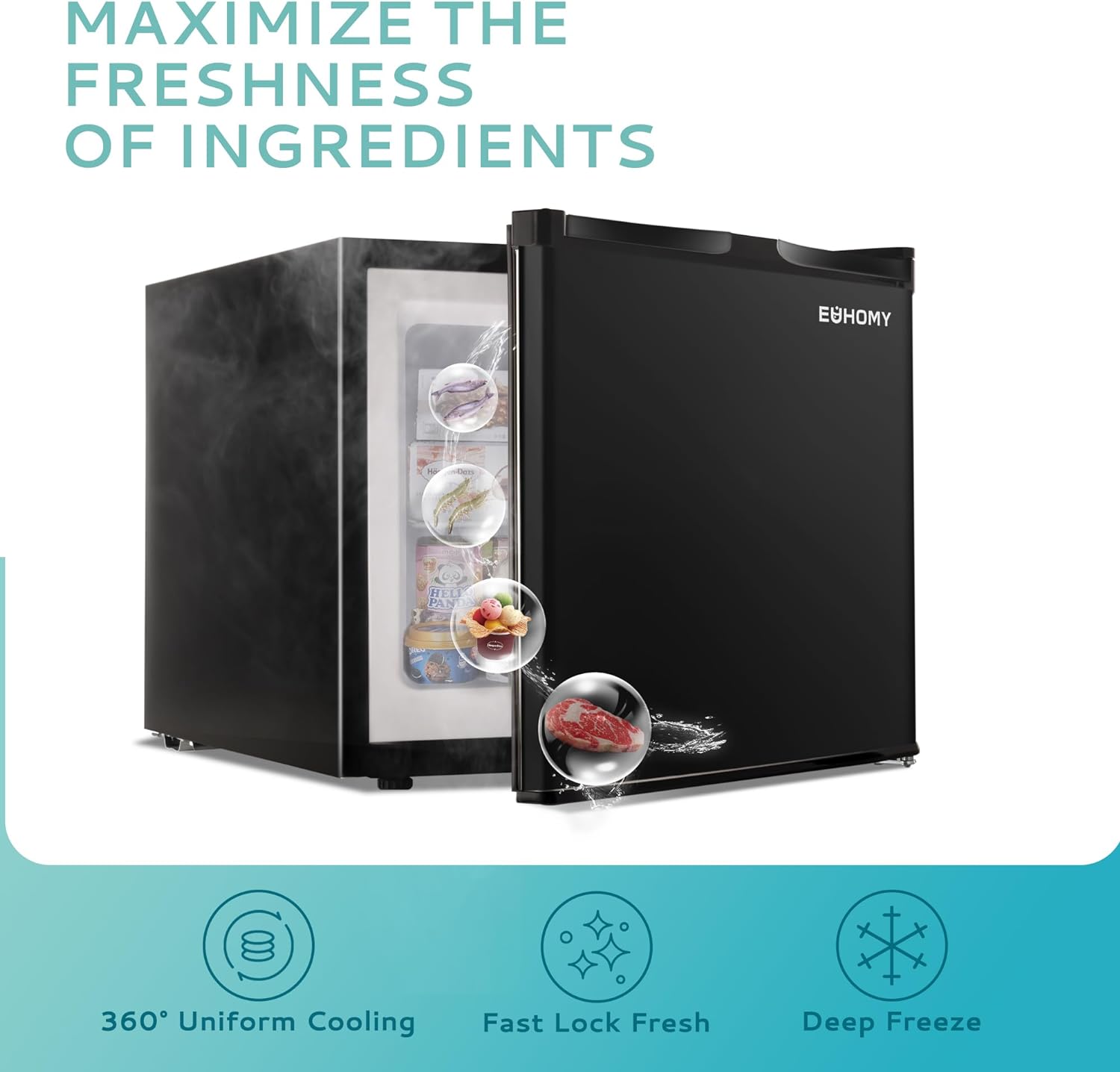 Gefrierschrank 2025, 85 Liter Nutzinhalt. Einzeltür aus Edelstahl, wendbar. Kompakter Gefrierschrank für Zuhause, Studentenwohnheime, Wohnungen und Büros (Silber).