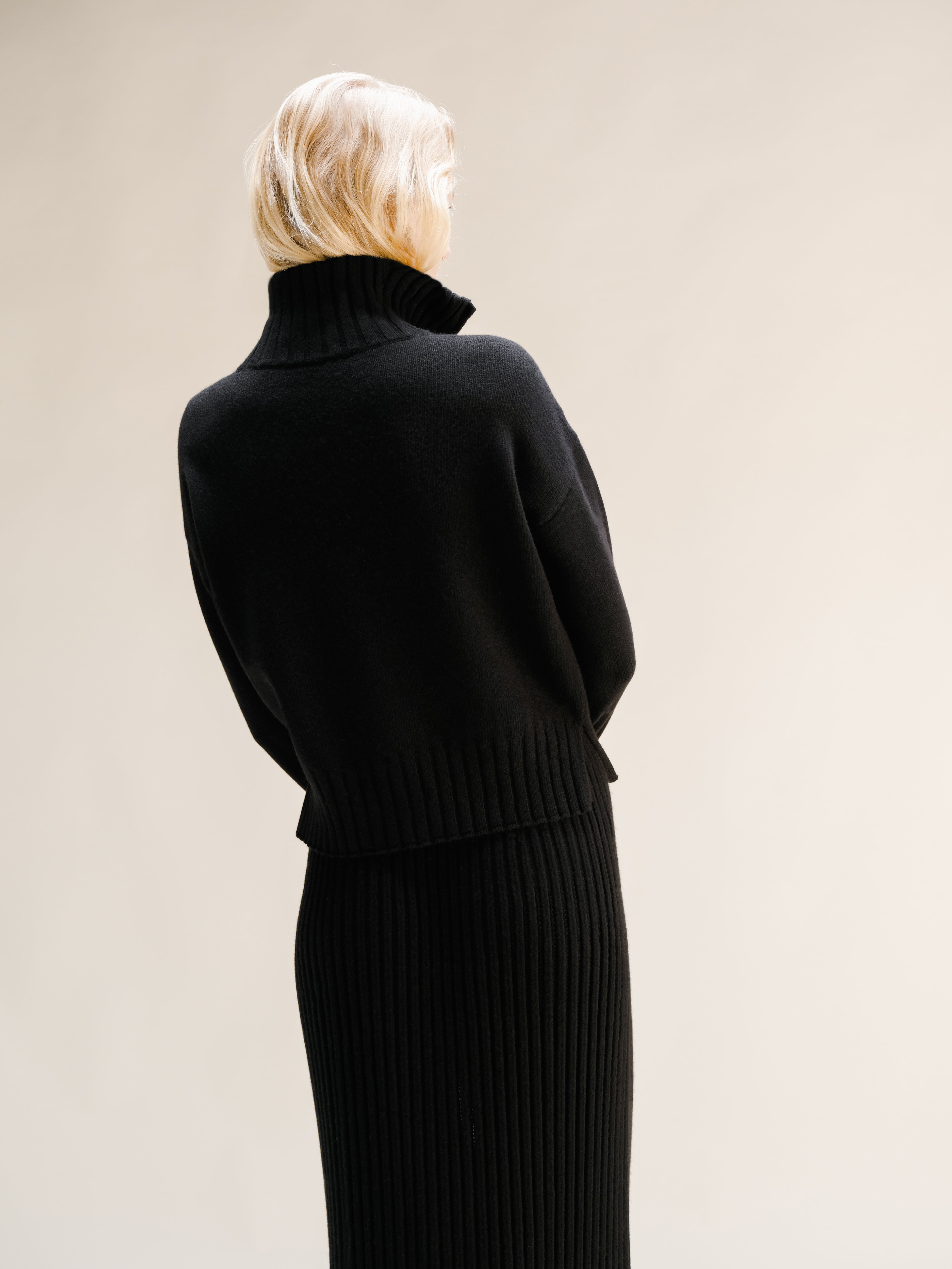 Wool & Cashmere Mix High Neck Sweater with Zip