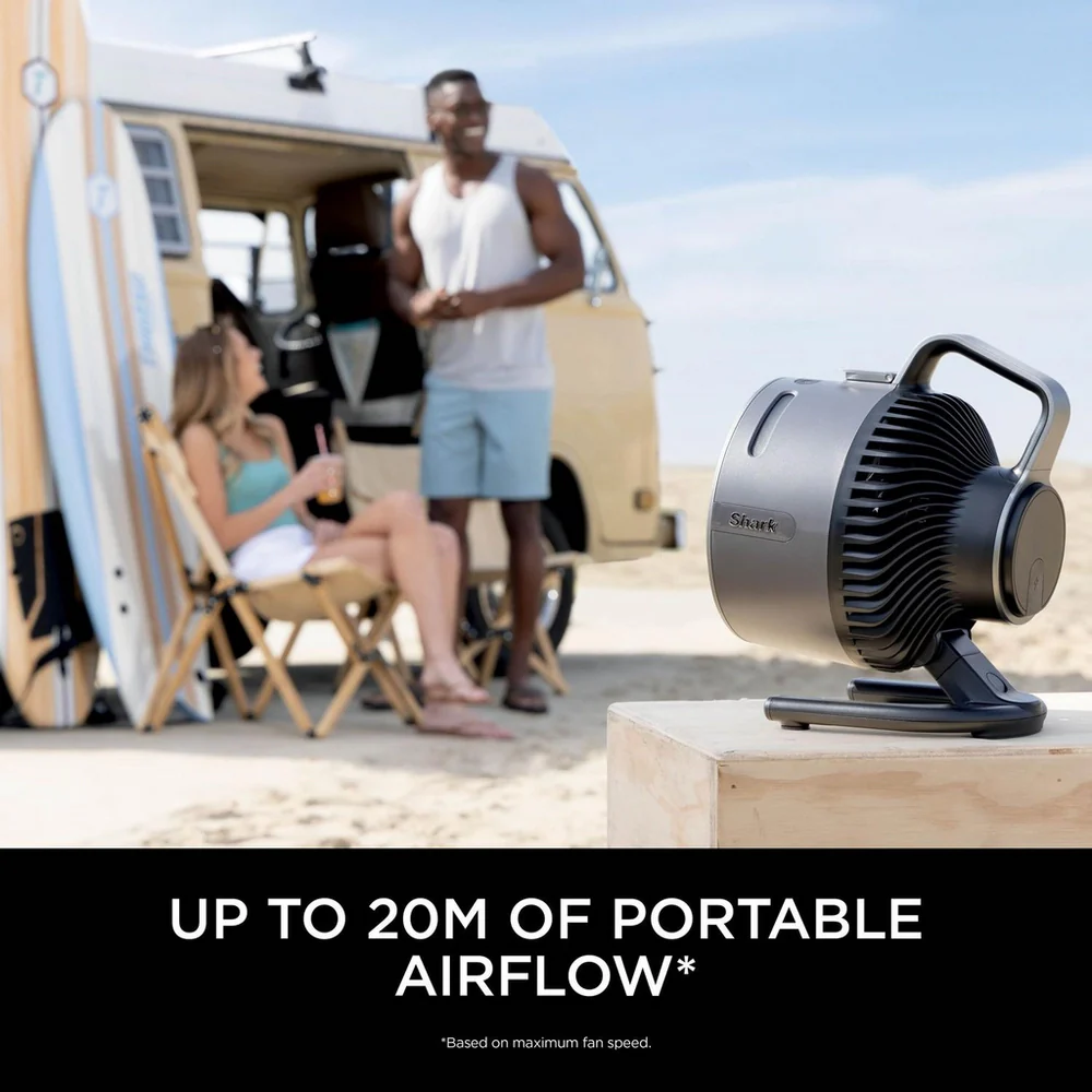 2025 Shark FlexBreeze HydroGo FA050UK tågeblæser – Ultrakraftfuld bærbar køleløsning til indendørs og udendørs brug (kul)