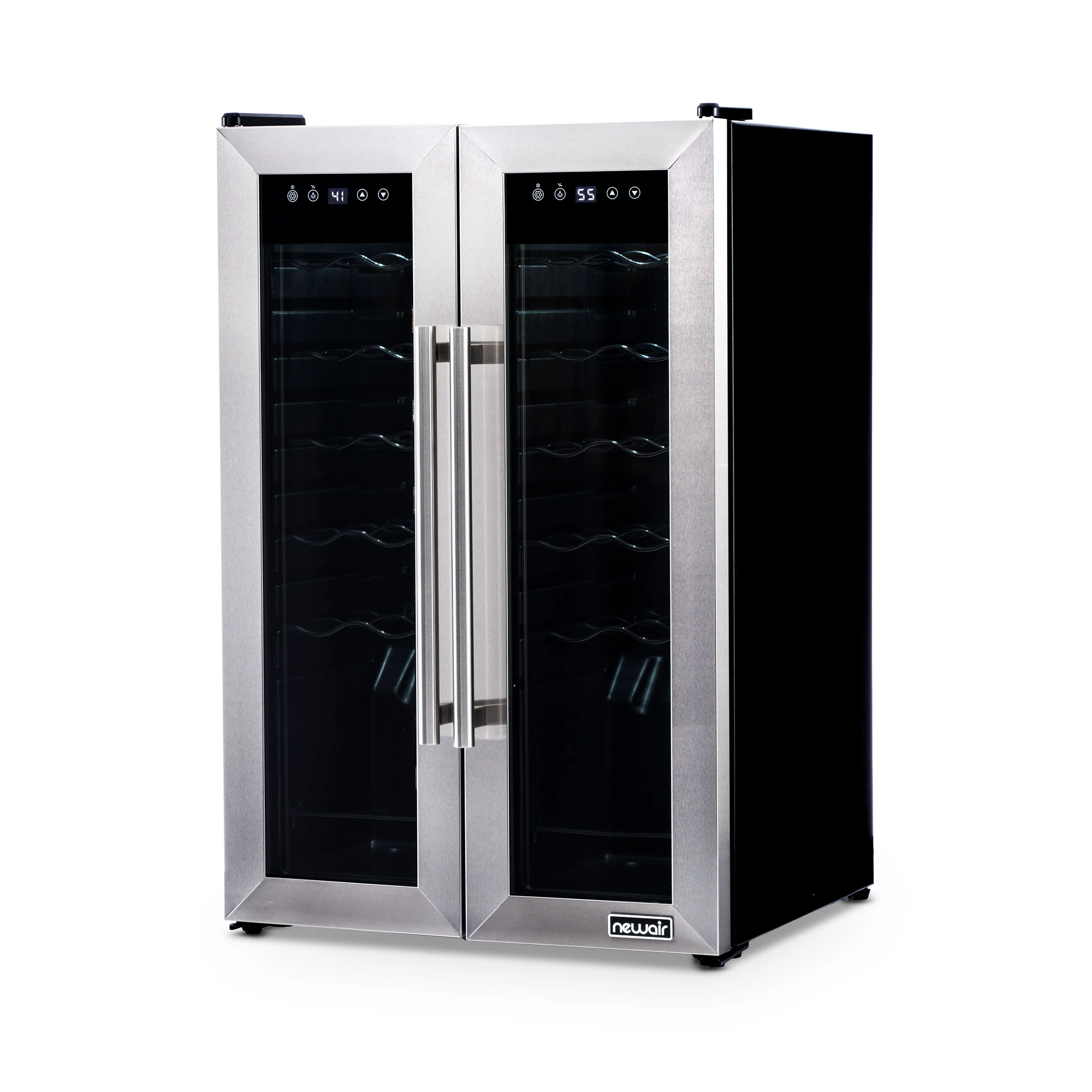 2025 Newair® Fritstående vinkøleskab i rustfrit stål – 24 flasker – 20 med dobbelt zone