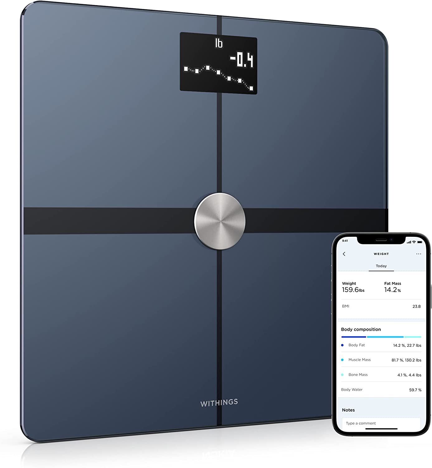 2025 Withings Body+ - Balance connectée Wi-Fi avec synchronisation automatique avec une application pour smartphone
