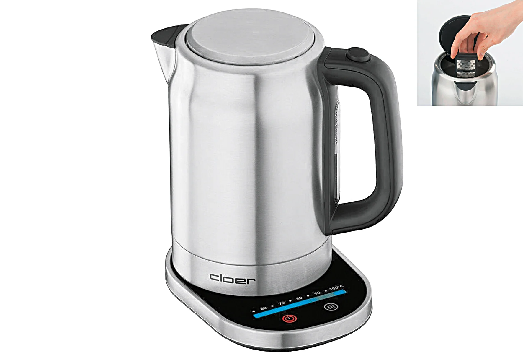 2025 Elkedel i rustfrit stål 1,7 L 2200 W med LED-display og temperaturjustering