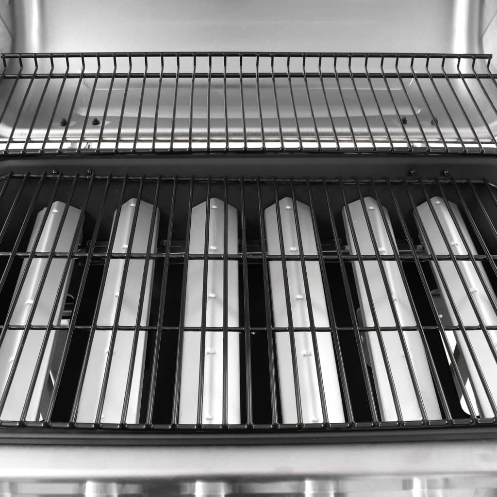 VidaXL Gasgrill mit 6 Brennern, Schwarz und Silber