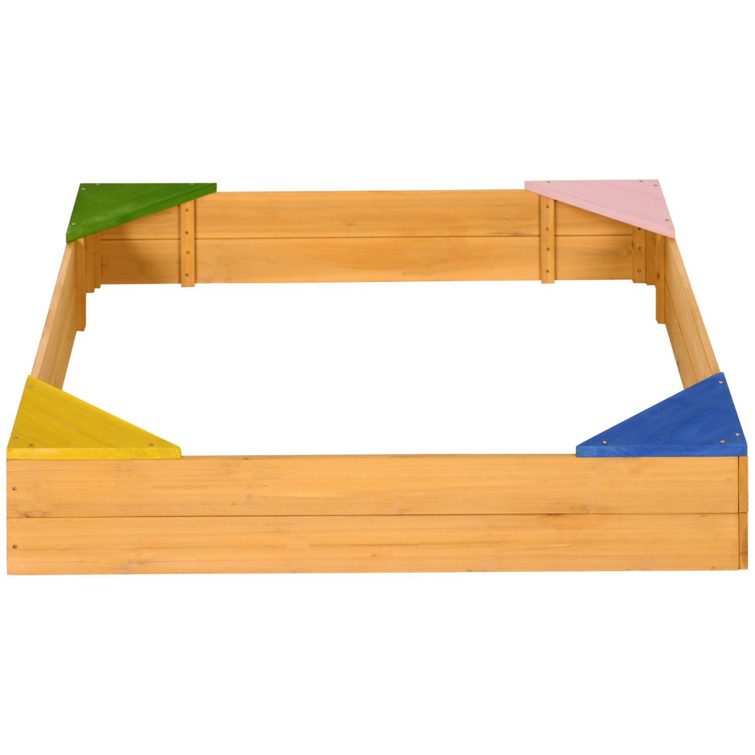 Outsunny Kindersandkasten, Tannenholz, 109 x 109 x 19,8 cm, Natur