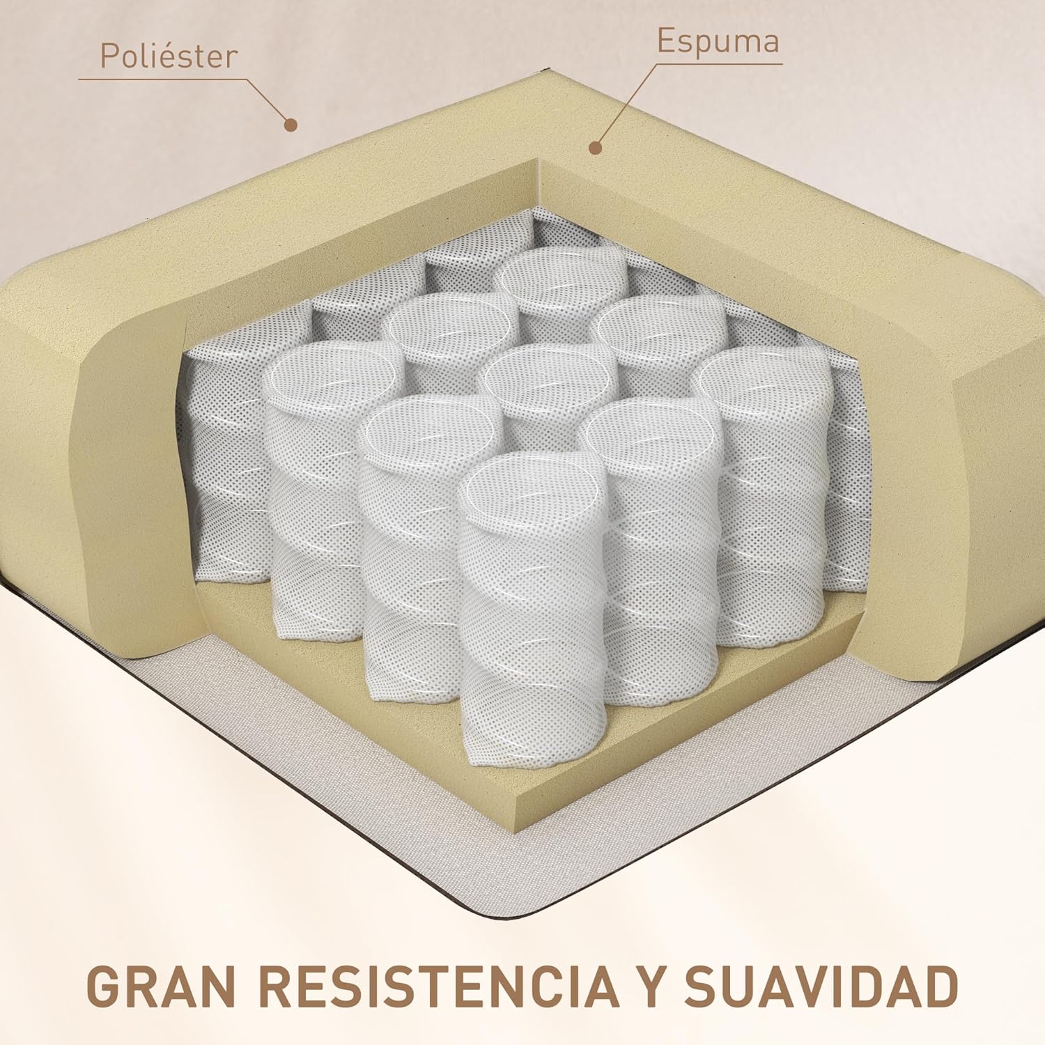 HOMCOM Massagesessel mit 8 Massagepunkten, elektrischer Verstellfunktion, Sofa mit 4 Liegepositionen (145°), Fernbedienung, Beistelltisch, 2 Seitentaschen und Getränkehalter, 77 x 93 x 105 cm, Beige