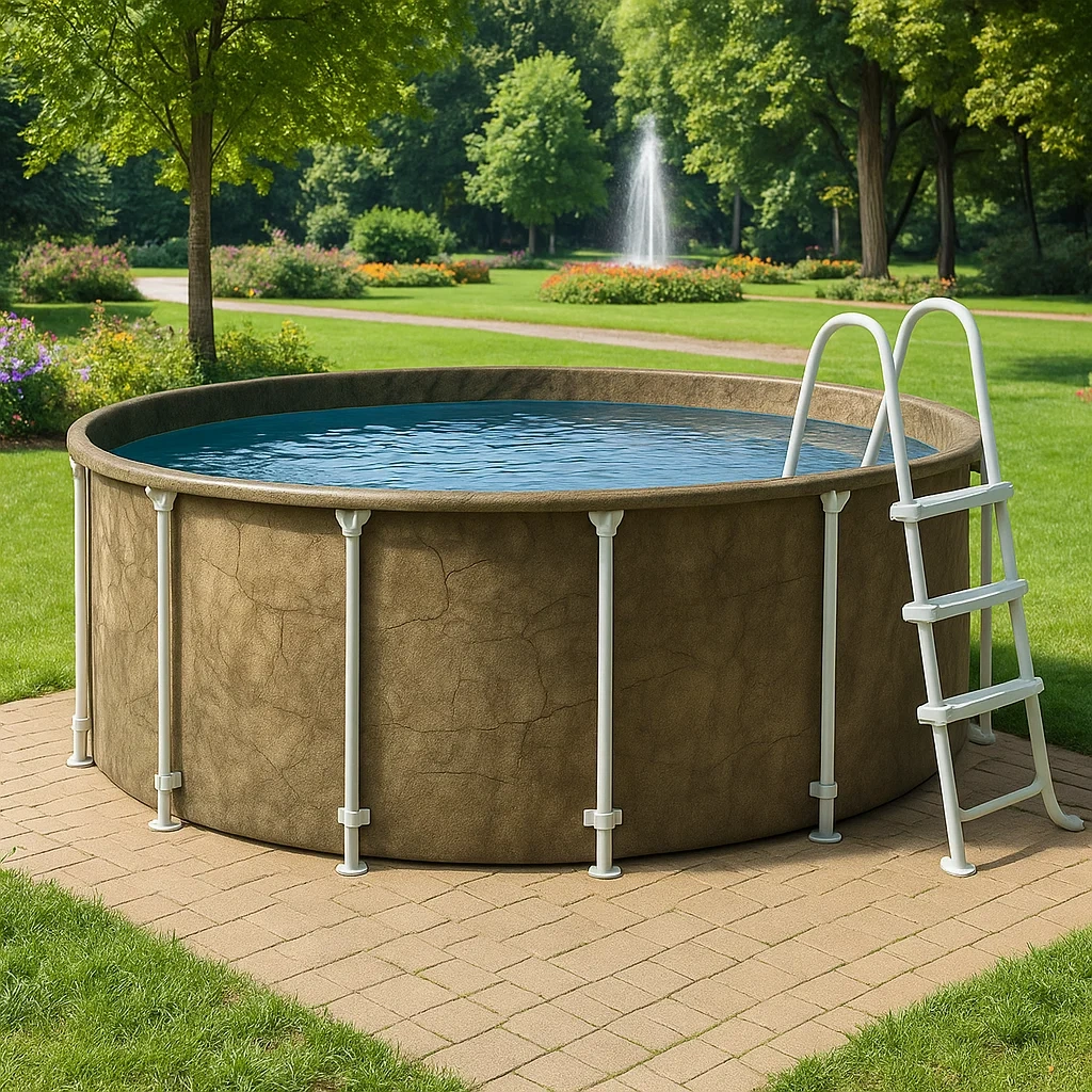 Piscine hors-sol tubulaire ronde 298 x 96 cm, marron/blanc, avec filtre et échelle TbKMbtG234kP