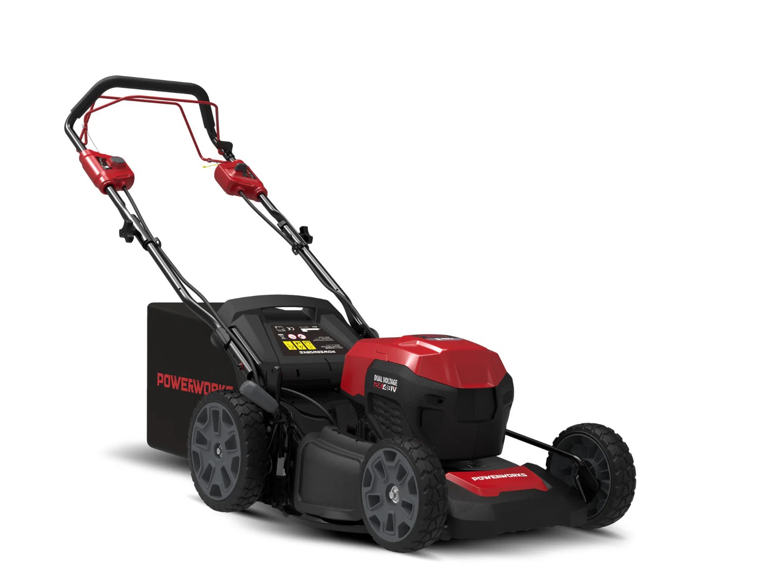 Tondeuse à gazon sans fil Powerworks PD48LM46SP 48 V (2025). Largeur de coupe : 46 cm. Batterie et chargeur non inclus. Compatible avec Cramer 48 V.