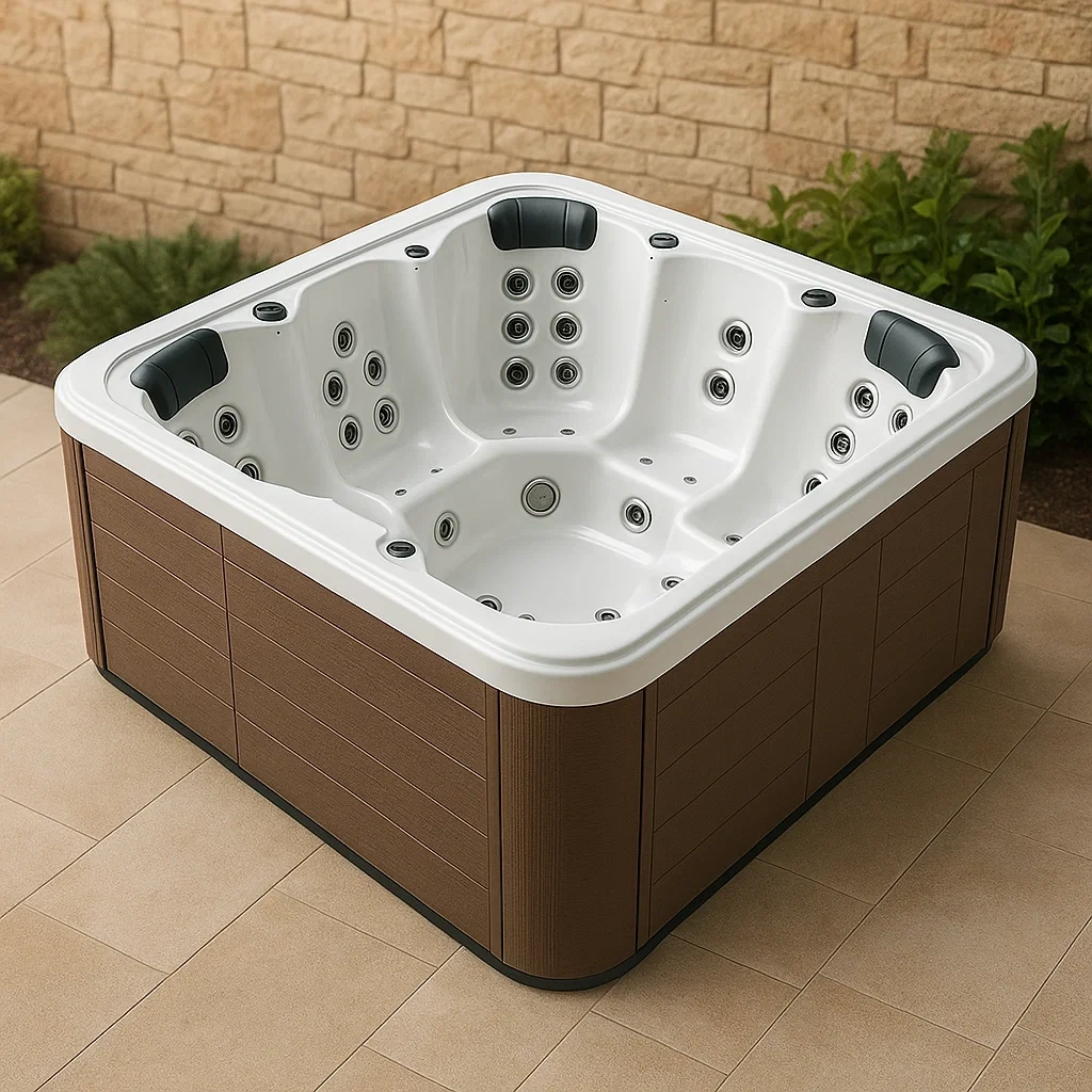 Spas rigides 200x200x80 cm 3 places carrés marron/blanc fuErZGa423fq