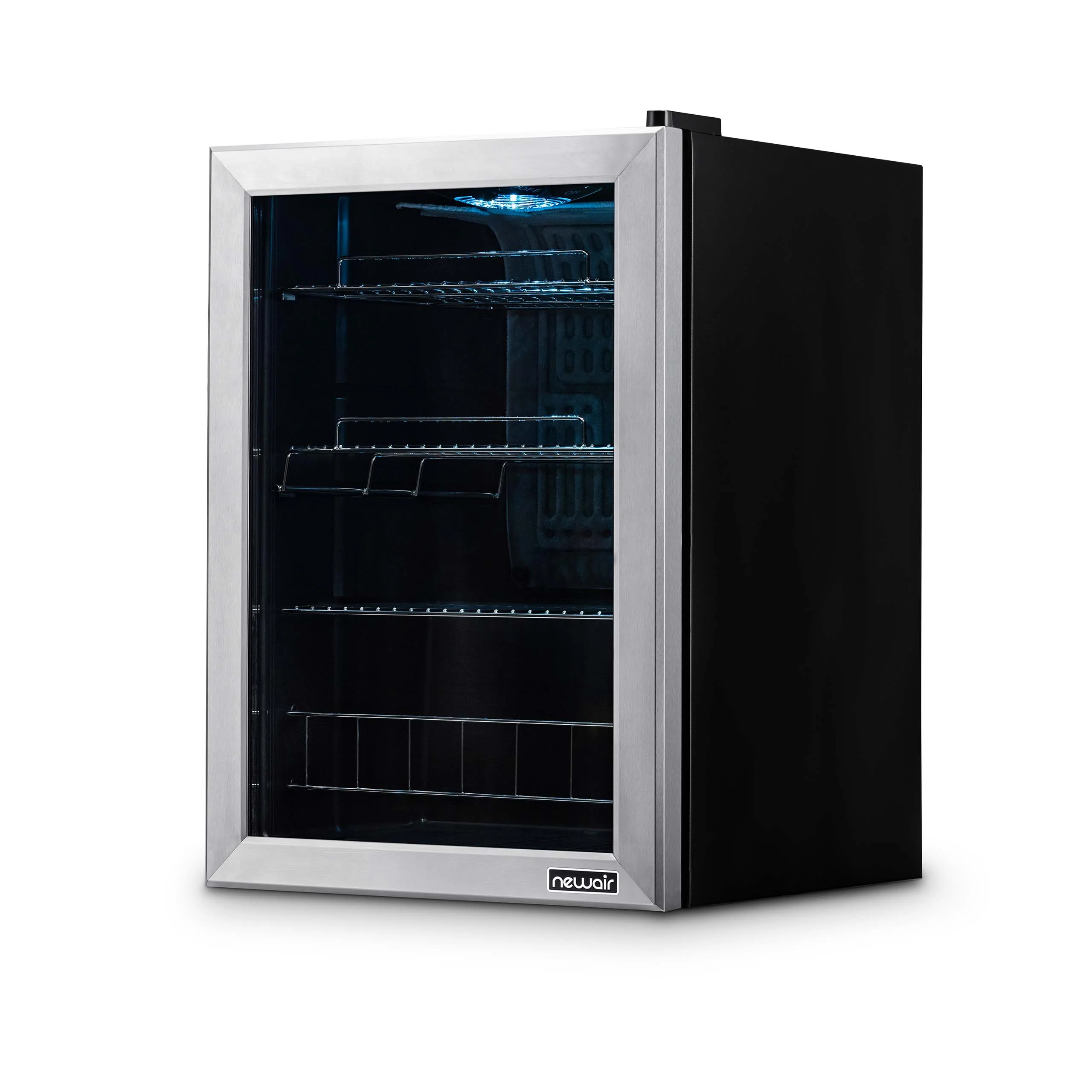 2025 Newair® Freistehender Getränkekühlschrank aus Edelstahl – 90 Dosen – 17