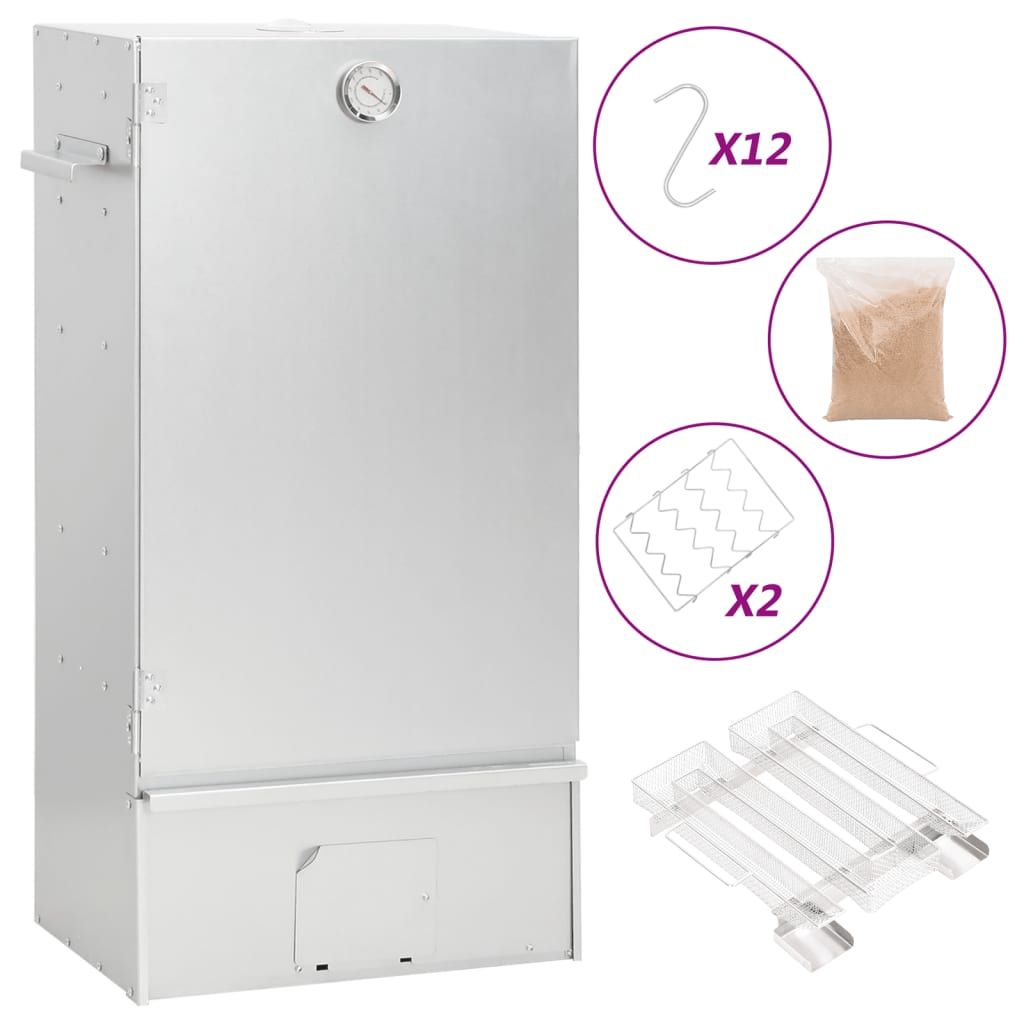 VidaXL BBQ-Smokerofen mit Kaltrauchgenerator, verzinkter Stahl