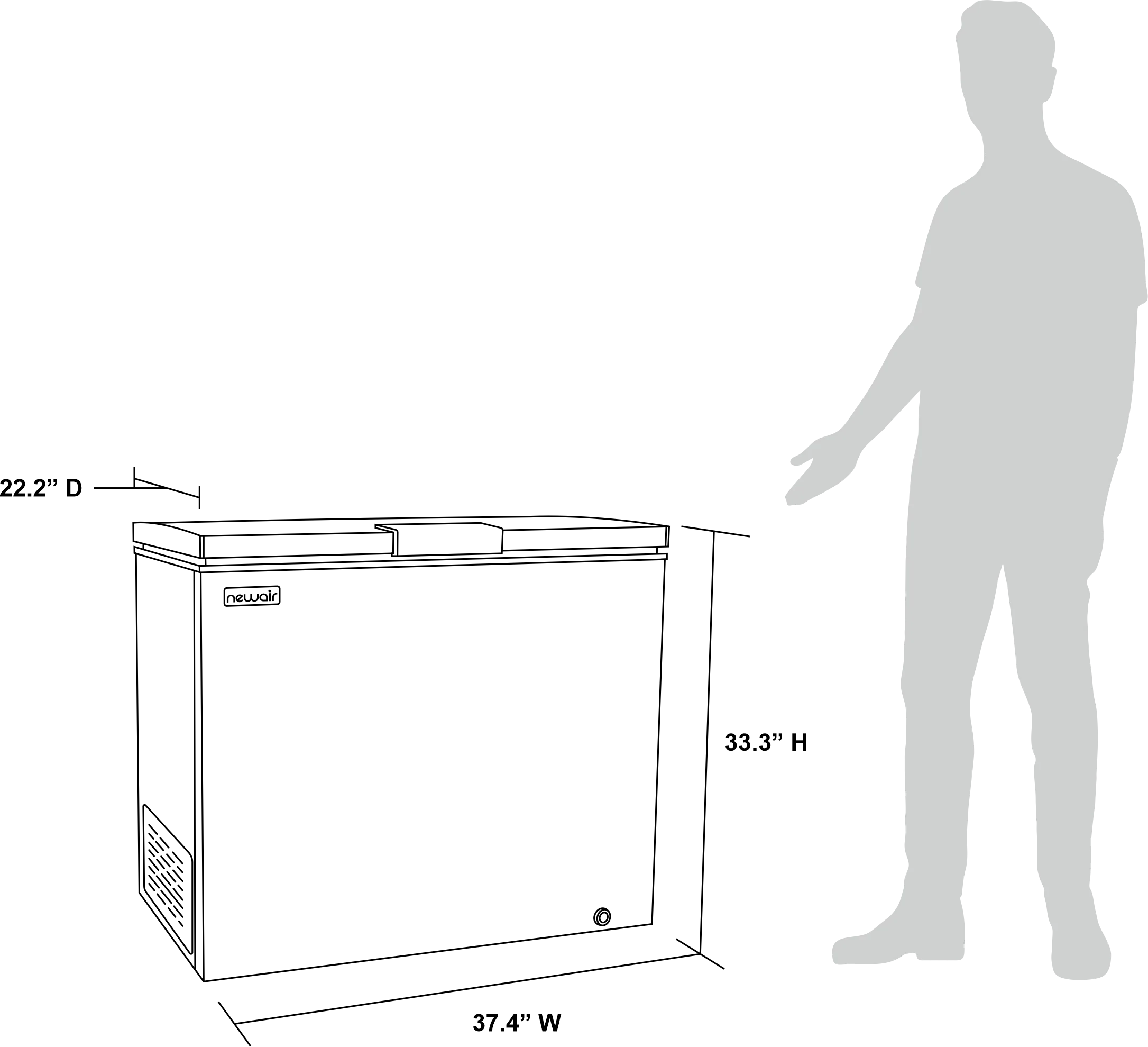 2025 Newair® kompakt kummefryser. 6,7 kubikfod – kølig grå