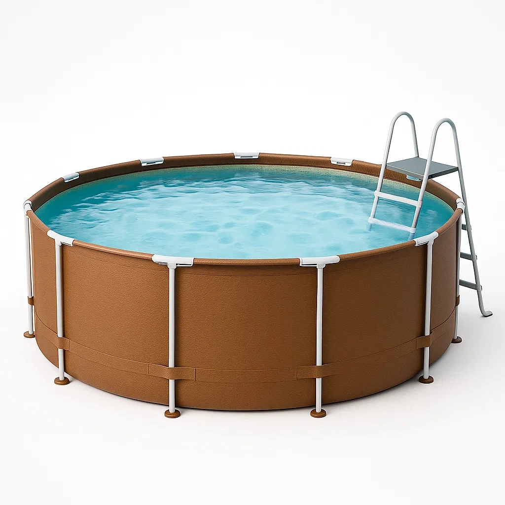 Piscine tubulaire ronde amovible en acier, 448 x 105 cm, couleur marron, avec filtre et échelle yTmGRte286nx