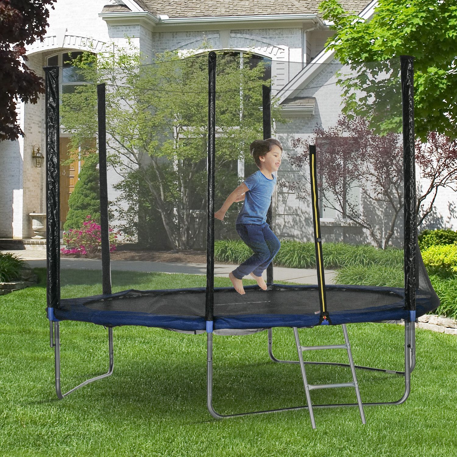 Sportnow Steel PP Trampolin, Ø305x250 cm, Blau