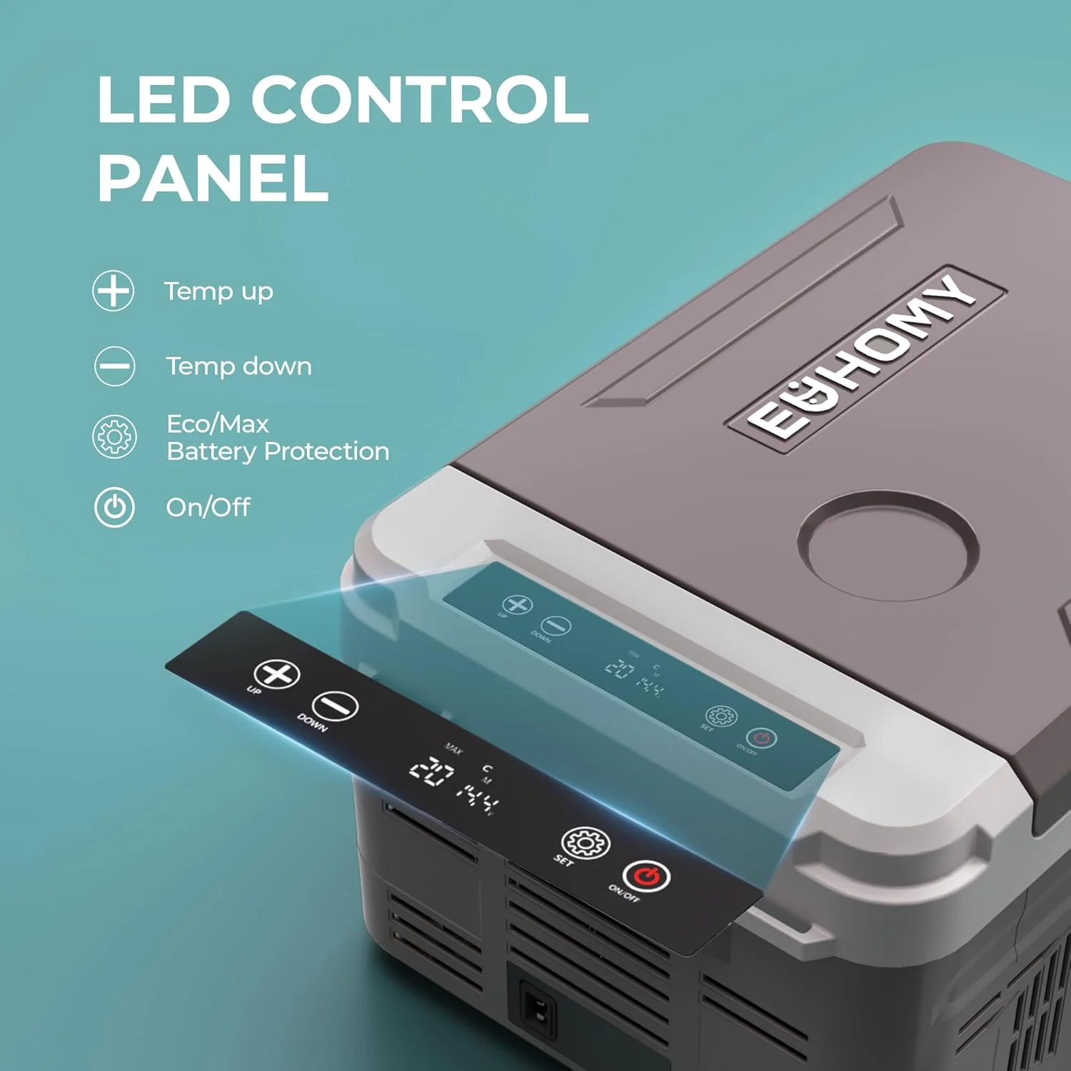 EUHOMY Elektrisk Køleskab med App-styring – Bærbart Køleskab og Fryser til Bil