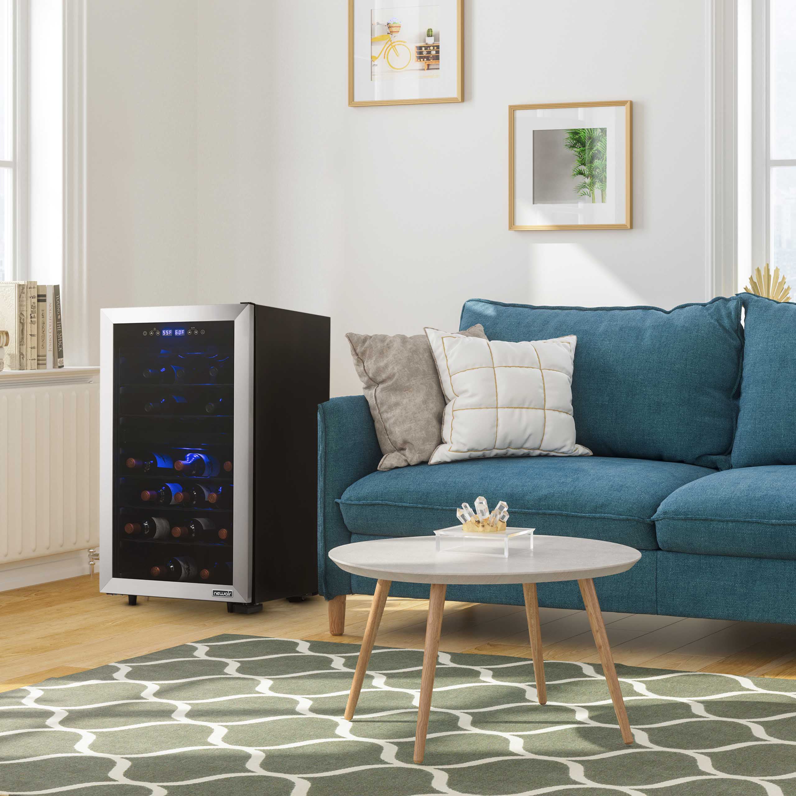 2025 Newair® Fritstående vinkøleskab i rustfrit stål – 43 flasker – 18,9 med dobbelt zone