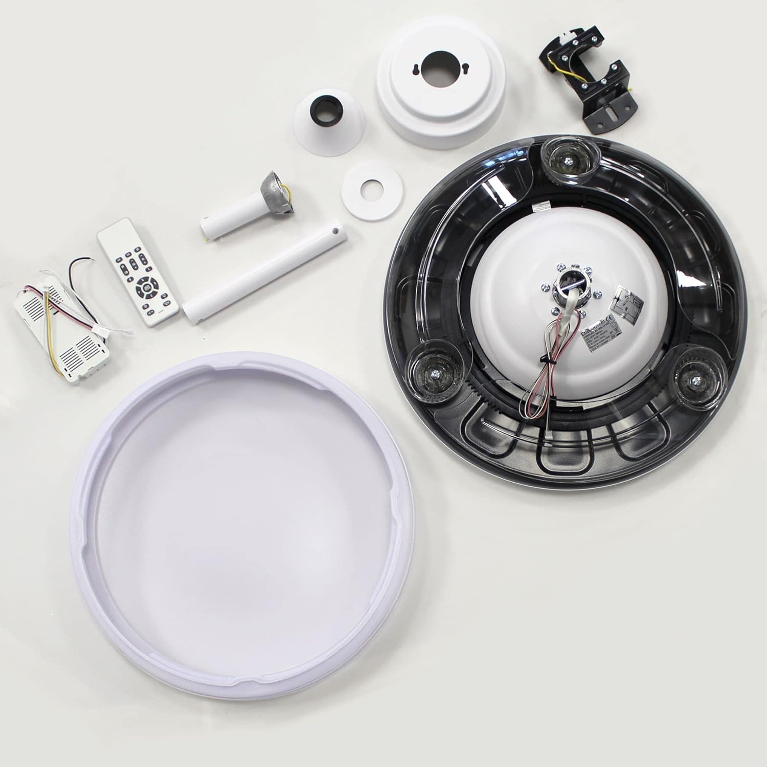 Wonderlamp – Mini ventilateur de plafond LED Pearl avec pales rétractables, moteur CC silencieux, 3 températures de couleur réglables, 46 W, blanc