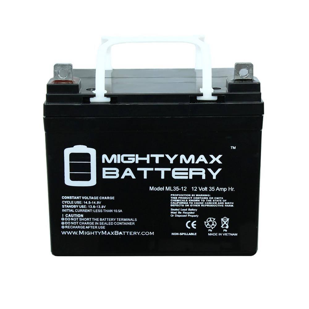 MIGHTY MAX BATTERI ML35-12 – 12V 35AH Batteri til Pride Jazzy Select El-kørestol – Pakke med 2 enheder MAX3437160