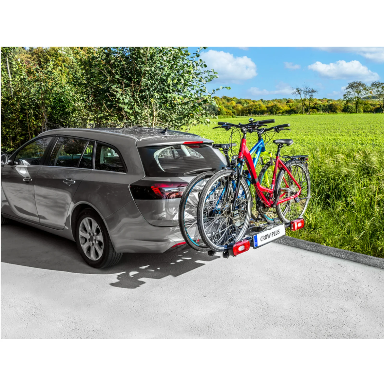 EUFAB Fahrradträger für die Anhängerkupplung (Modell CROW PLUS) – 2025 – für 2 Fahrräder/E-Bikes bis 50 kg. Zusammenklappbar.