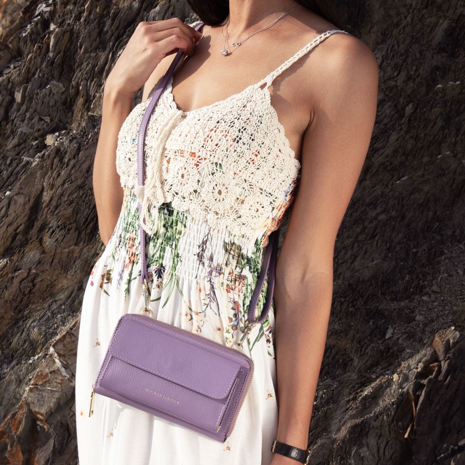 Urania - Leather phone wallet with strap | TL142433