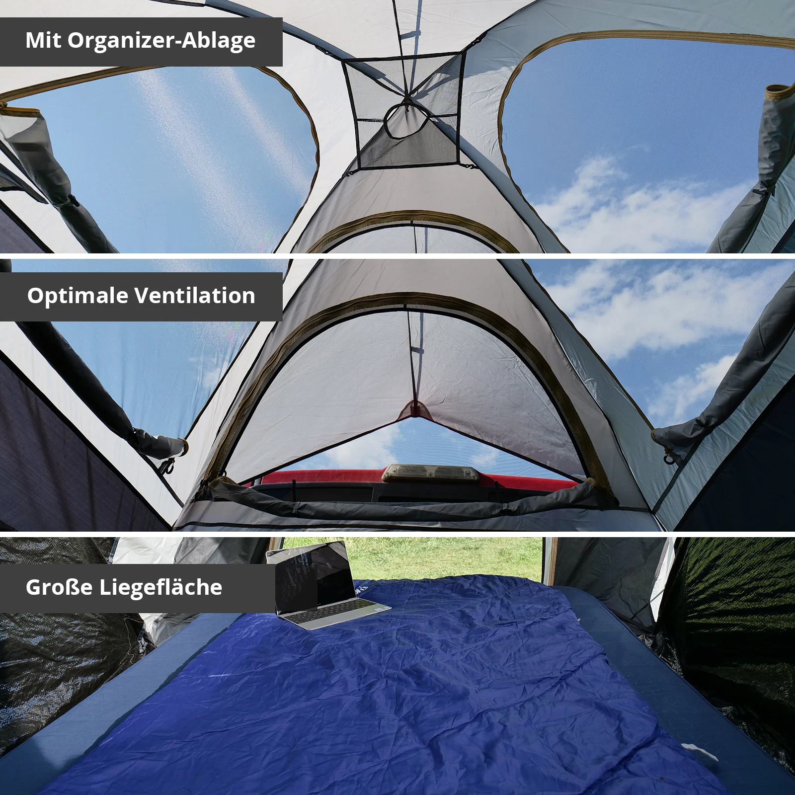 2025 KingCamp Pick Up Telt – Hurtig opsætning på 15 minutter. Vandtæt med en vandsøjle på 3000 mm. Netvinduer og markise. Plads til 2 personer.