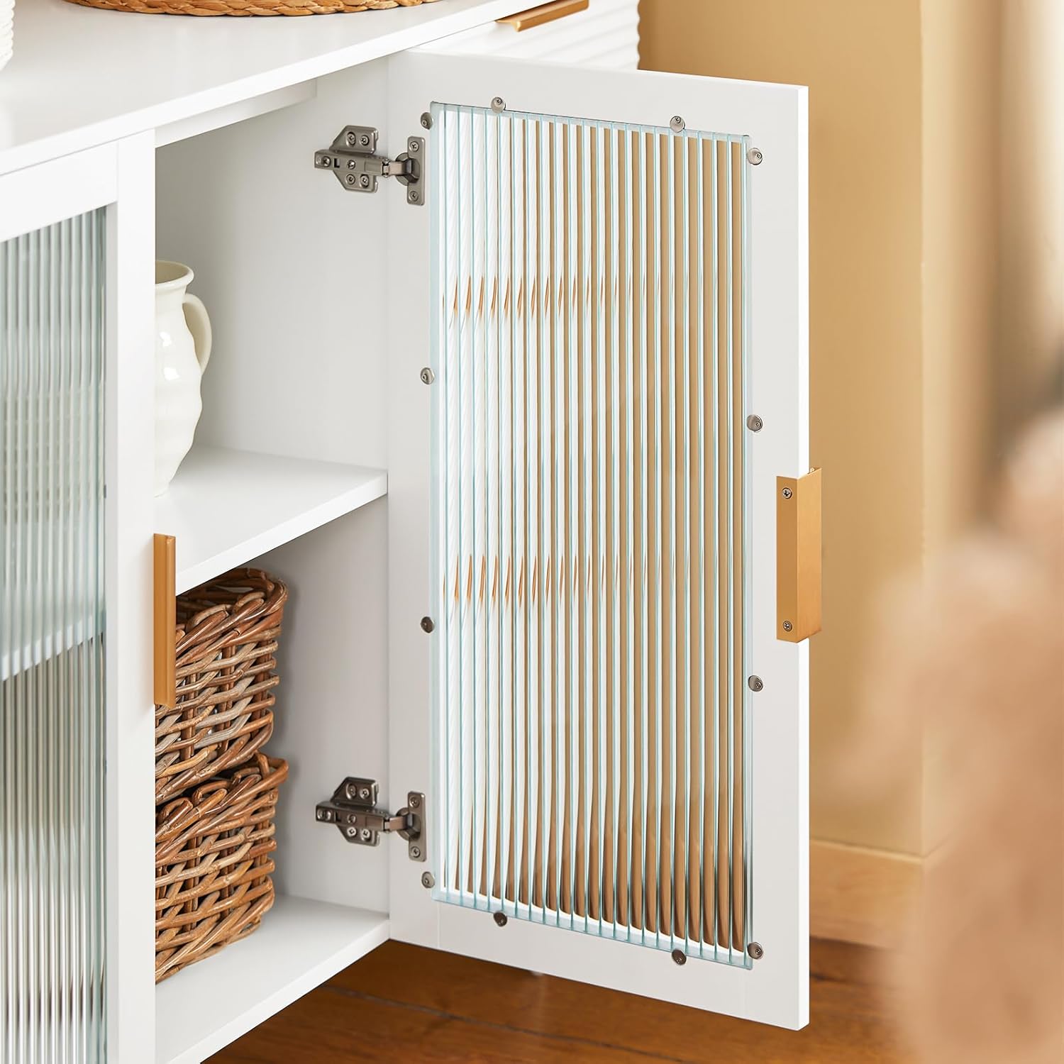 SoBuy FSB81-GR Küchenbuffet mit Mikrowellenfunktion für Esszimmer, Eingangsbereich und Wohnzimmer, mit 2 Türen, 2 Schubladen und 1 offenem Fach, Grün, 120 x 40 x 90 cm, EN