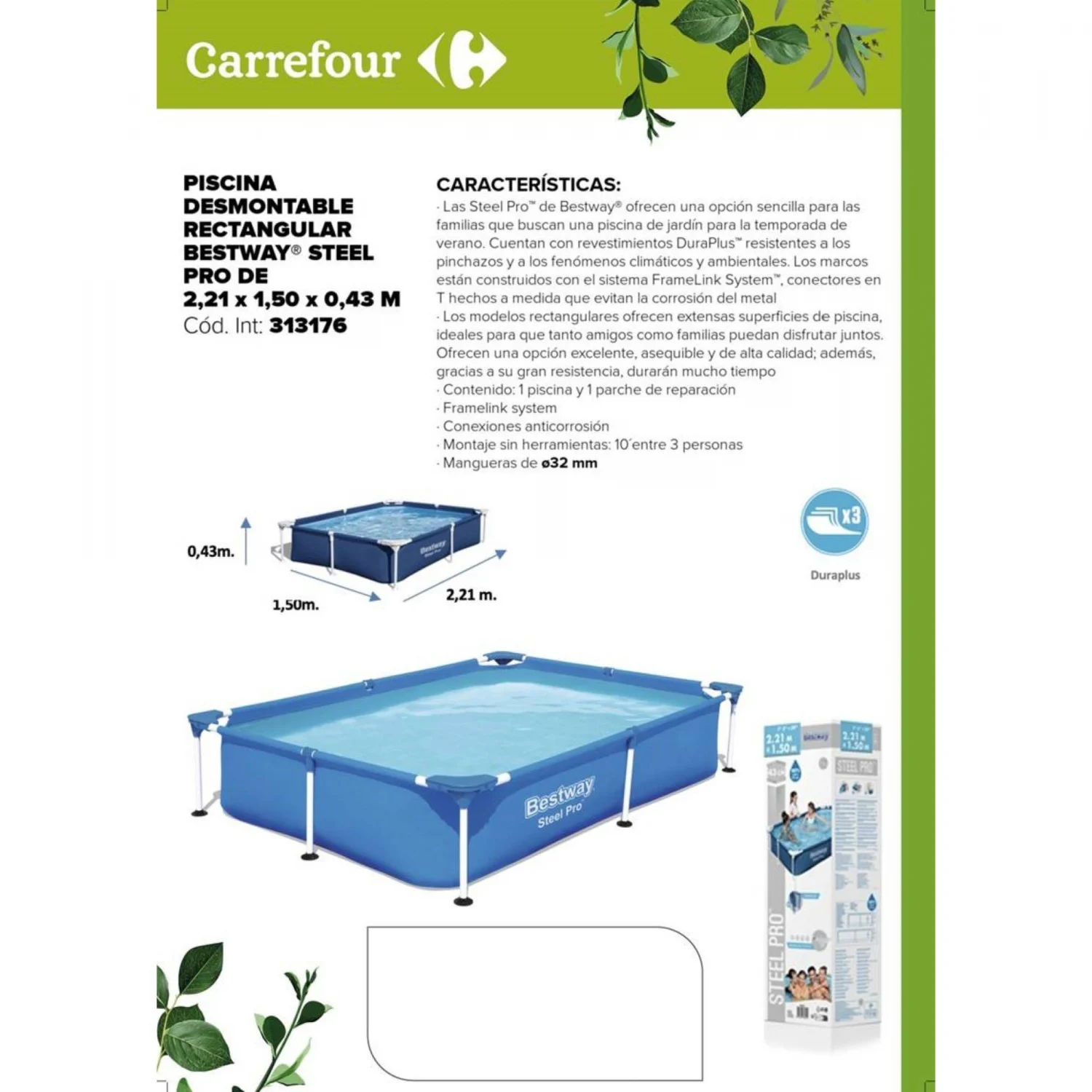 Röhrenpool 221x150x43 cm Bestway