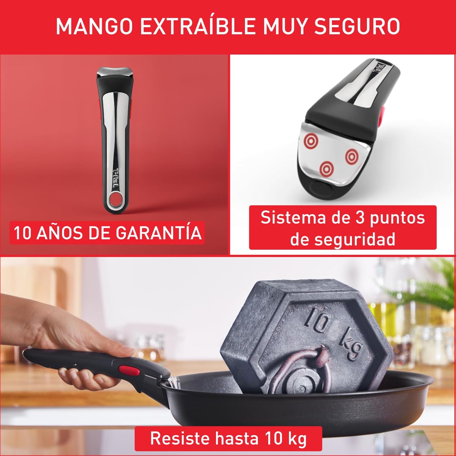 Tefal Ingenio Emotion Sæt med 3 stegepander 22/24/28 cm + 3 kasseroller 16/18/20 cm + gryderet 24 cm + wok 26 cm + 12 tilbehør | Induktionssikker, non-stick, tåler opvaskemaskine og ovn