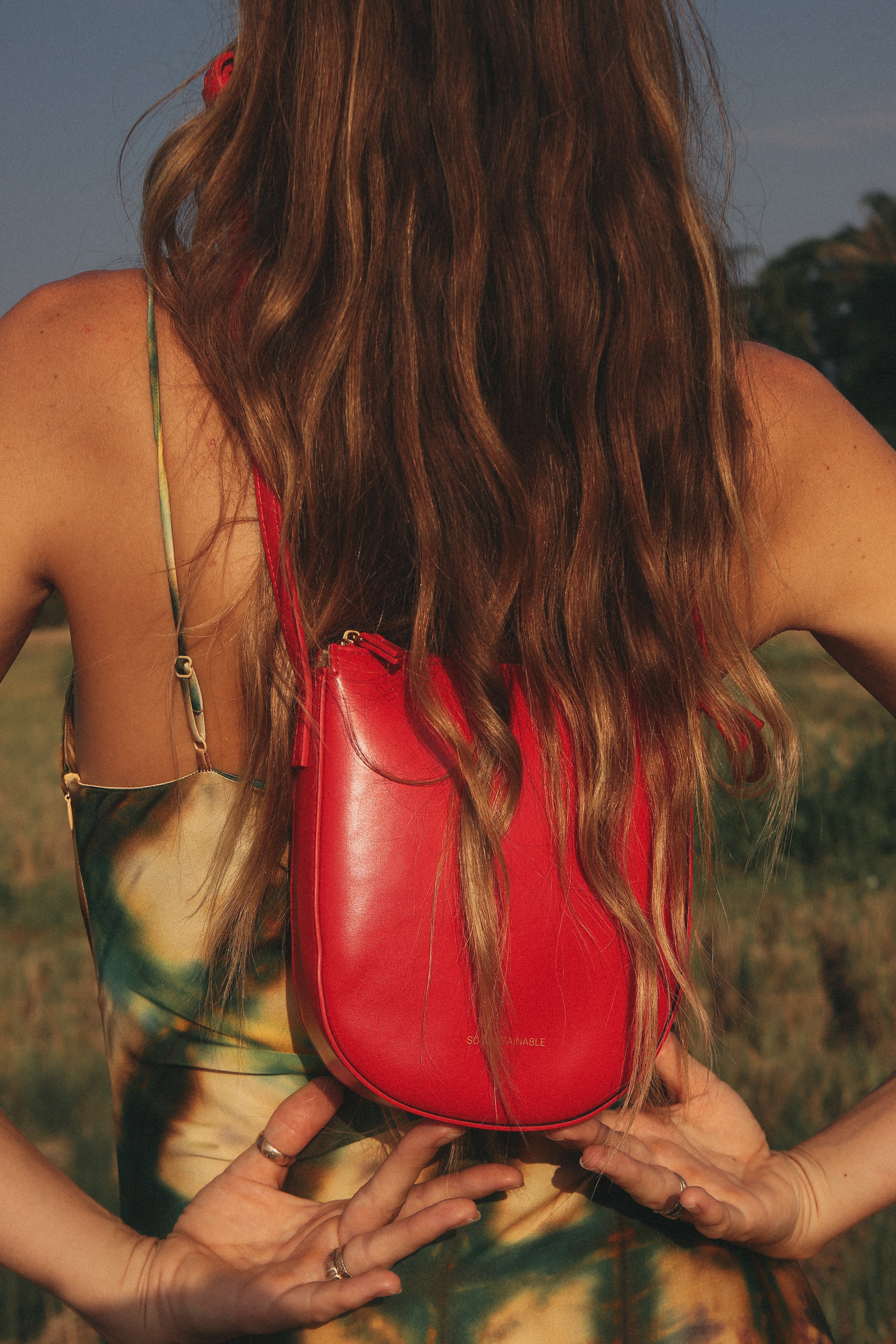 Eva - Apple Leather Crossbody Bag - Red