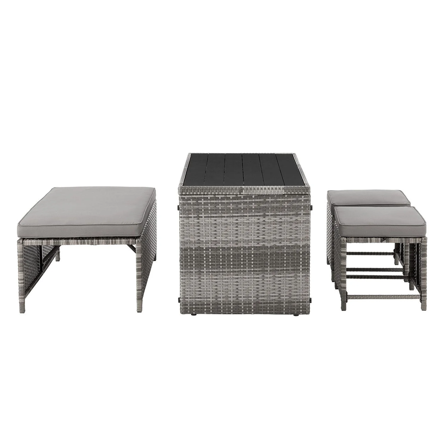 Ensemble de jardin Jamaika 2-en-1 en rotin synthétique 2025 – Modulaire, compact et élégant