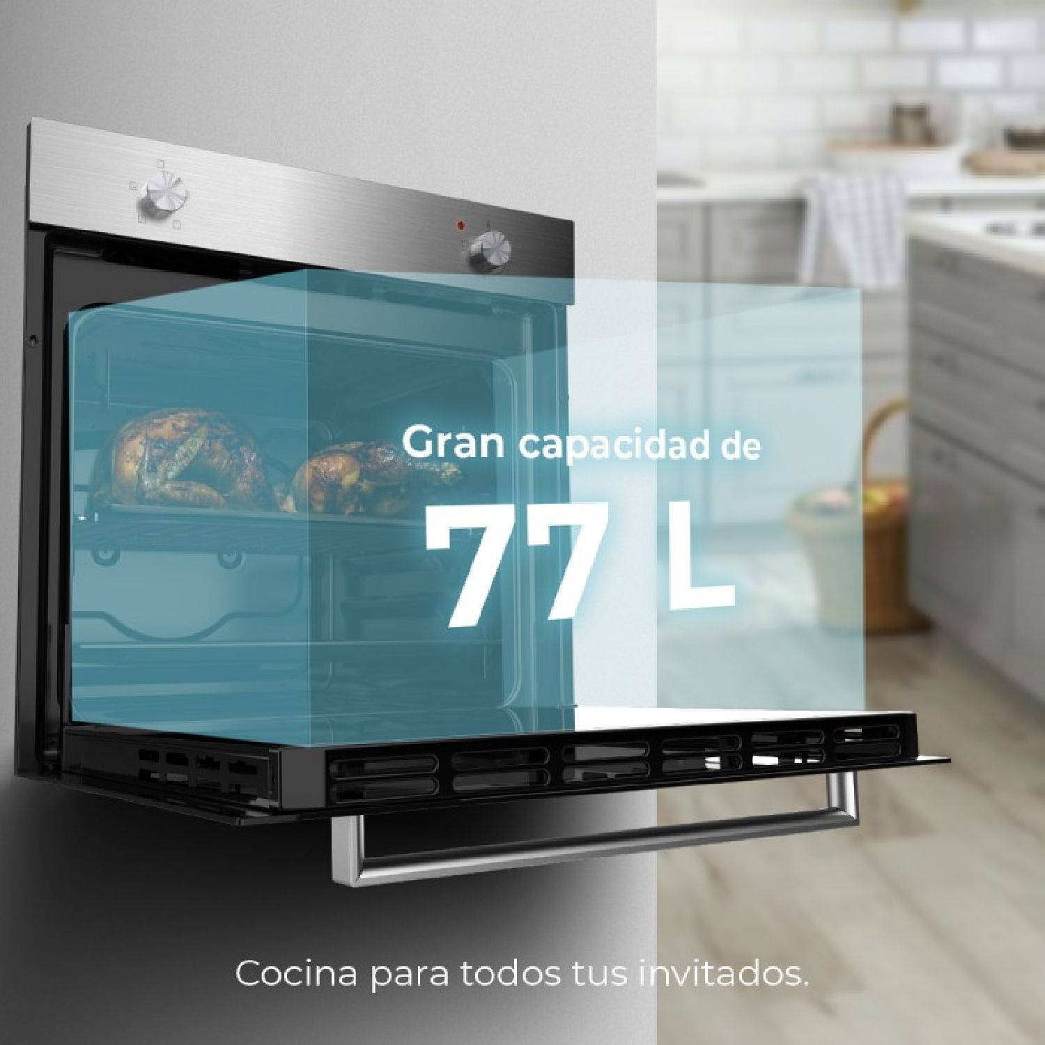 Bolero Hexa C126000 Inox A Einbaubackofen, 2800 W, 77 L Fassungsvermögen, 4 Funktionen, Dampfunterstützung, Dampf EasyClean, Kühlventilator, Dreifachverglasung, Energieklasse A, Innenbeleuchtung [Sonstiges] .