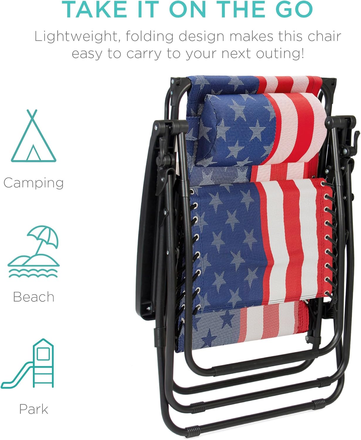 Bedste valg – Zero Gravity-lænestol til terrassen. Justerbar og foldbar udendørsstol med baldakin, nakkepude og sidebakke. Textilene – Påfugleblå