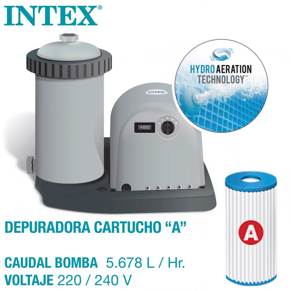 Piscine tubulaire circulaire amovible en PVC gris foncé Intex 549 x 122 cm avec purificateur