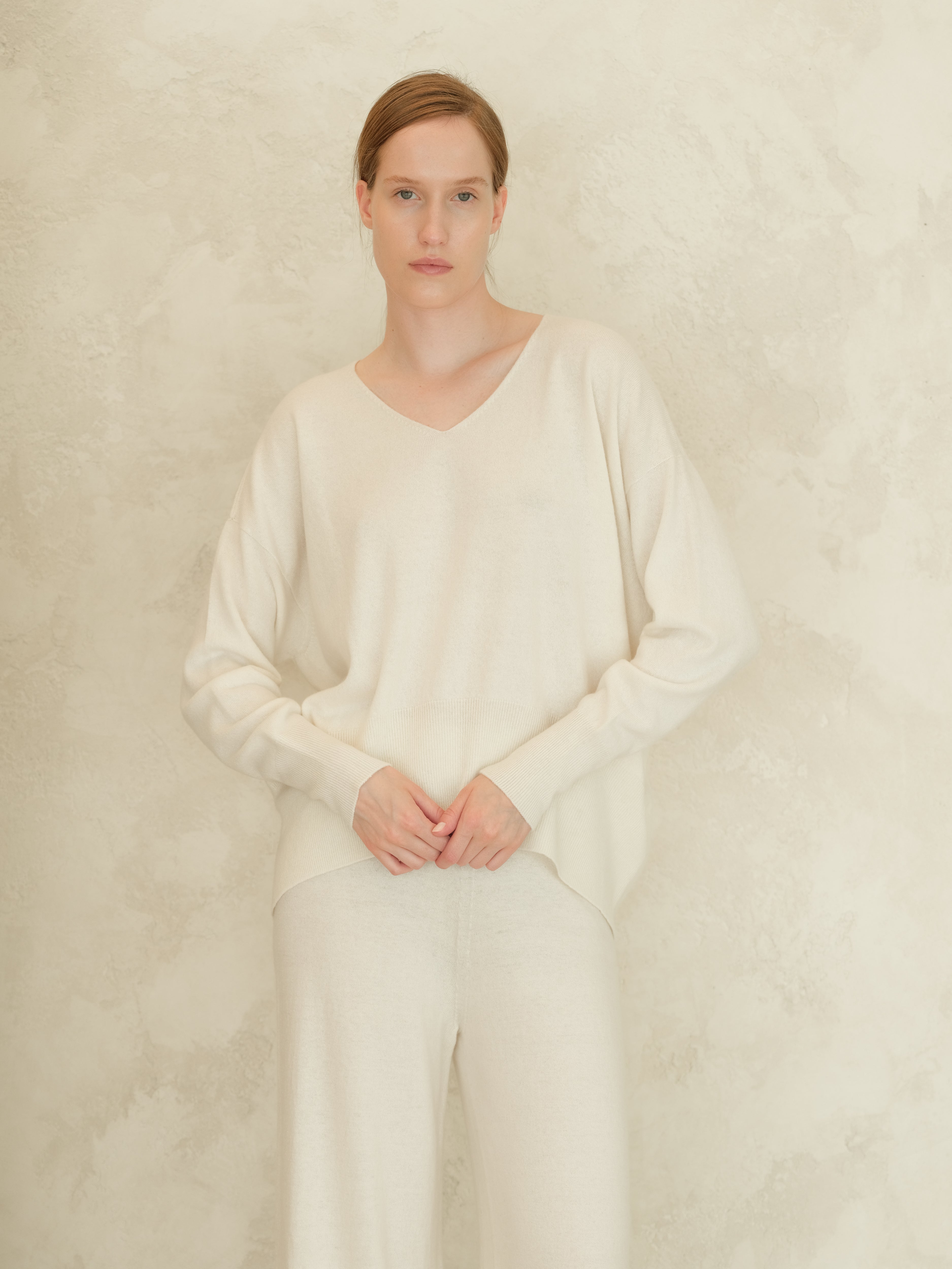 Wool & Cashmere Mix Maxi V-Neck Sweater