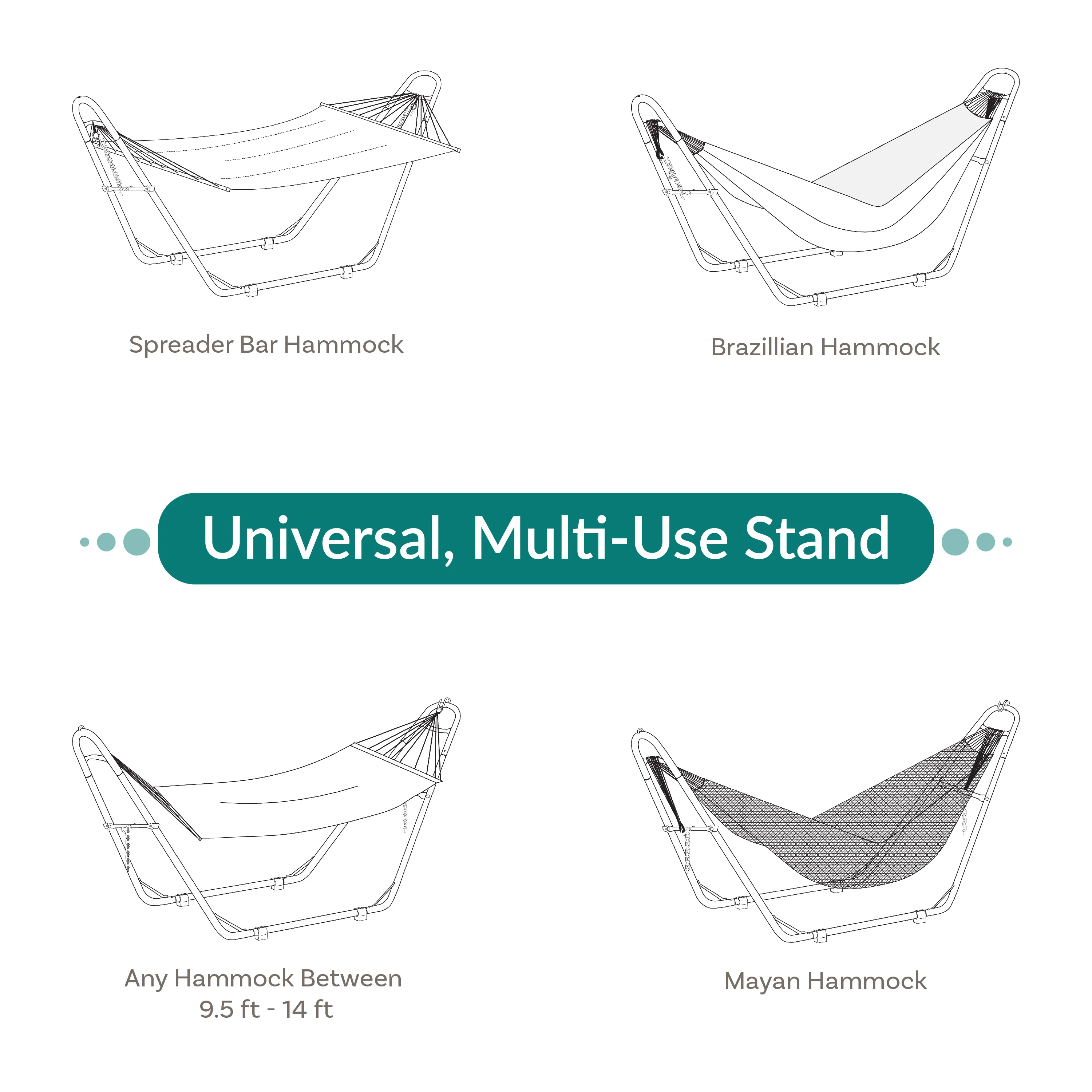 2025 Sunnydaze Forstærket Universal Multifunktionelt Hængekøjestativ