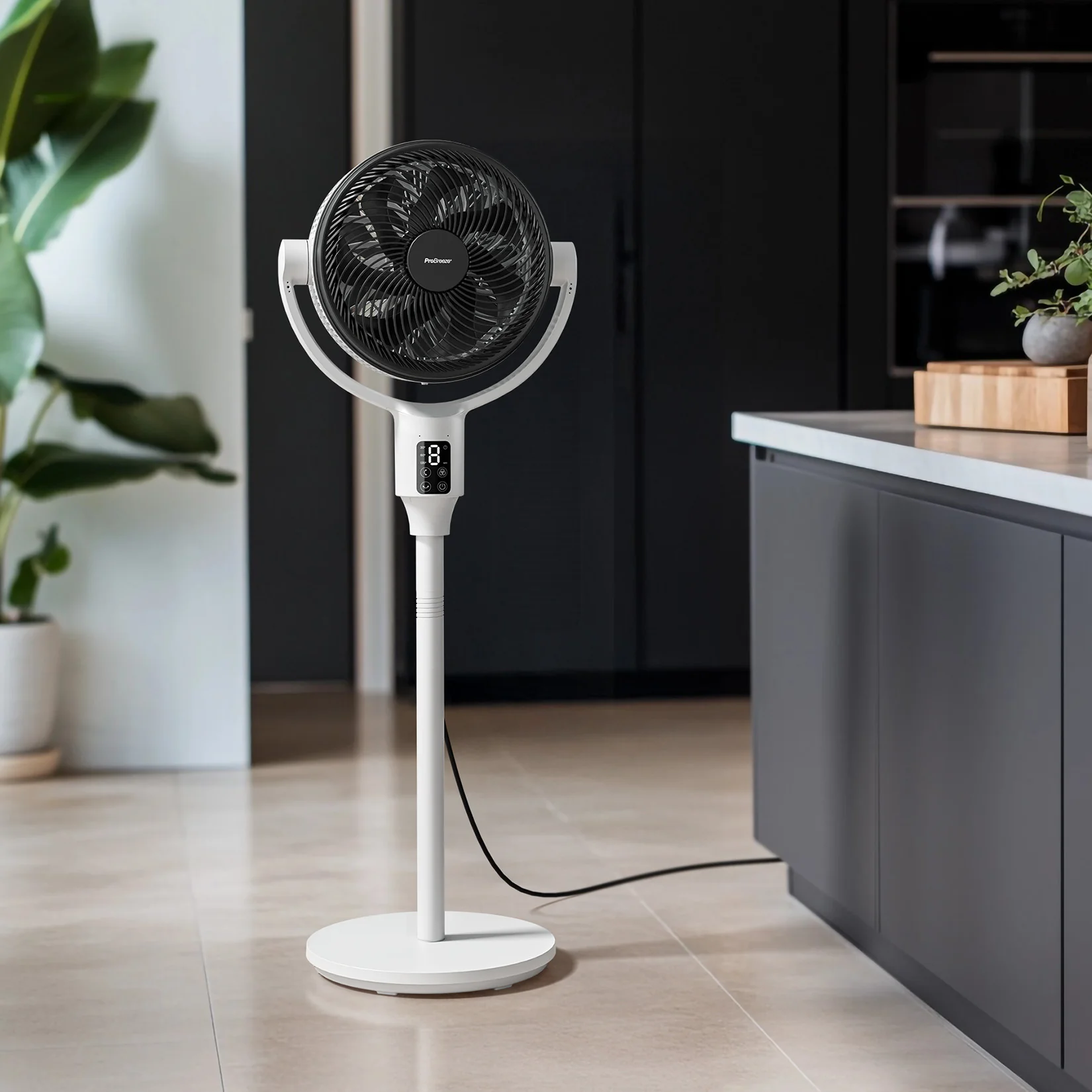 Ventilateur sur pied hybride AirFlo Plus™ 44 (2025) – Circulateur d'air ultra silencieux – Blanc