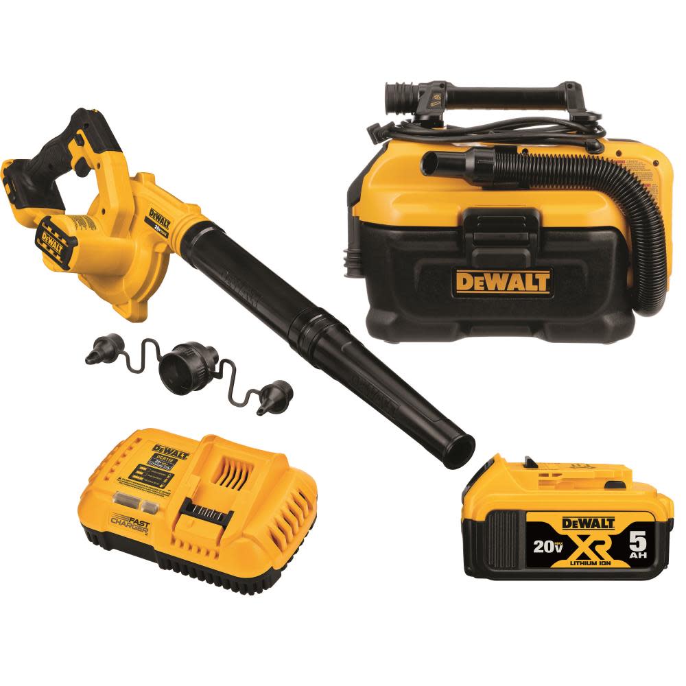 2025 DEWALT 20V MAX 2-værktøjs kombinationssæt (blæser og støvsuger) DCK204P1