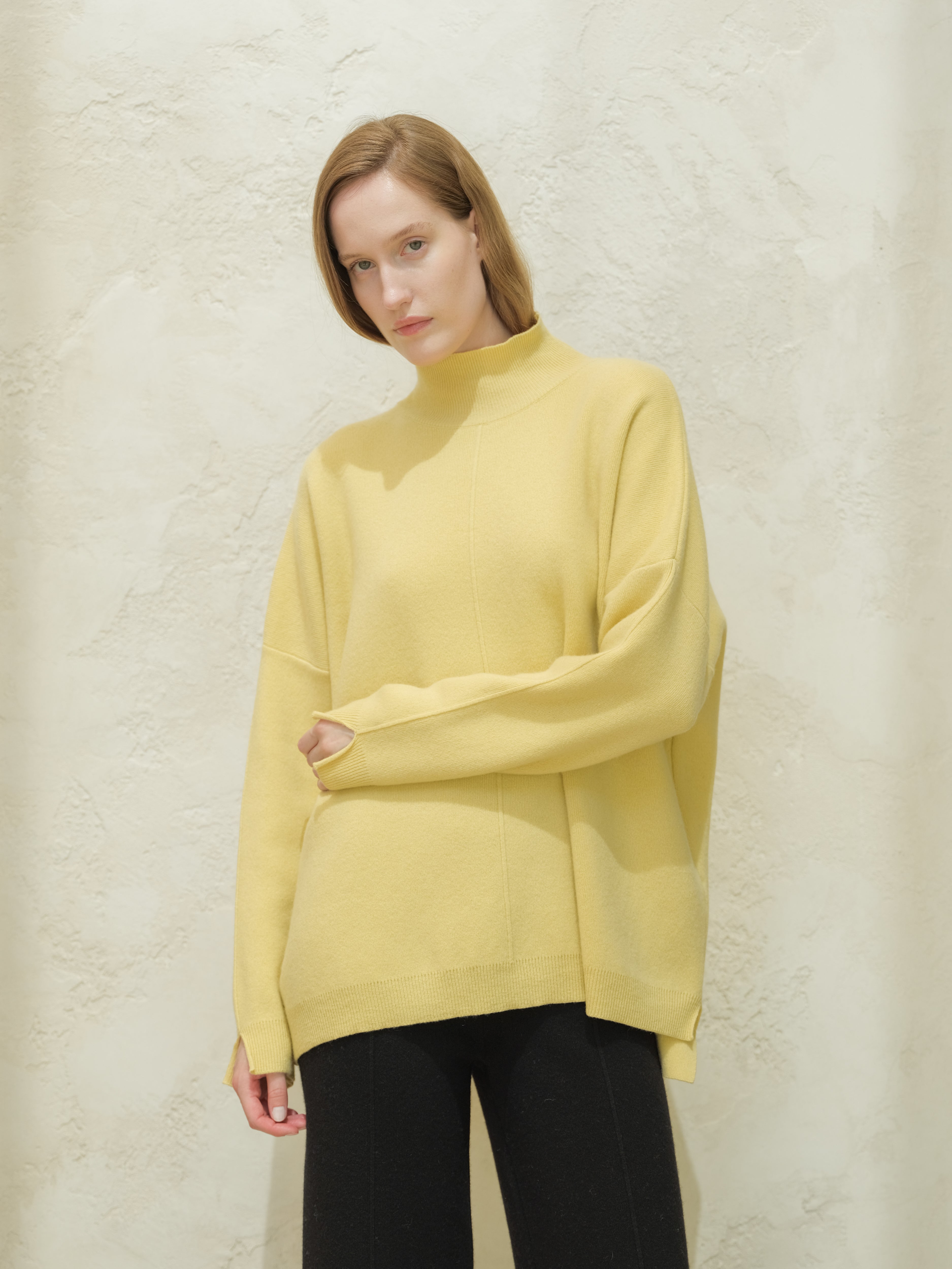 Wool & Cashmere Mix Solid Maxi Turtleneck Sweater